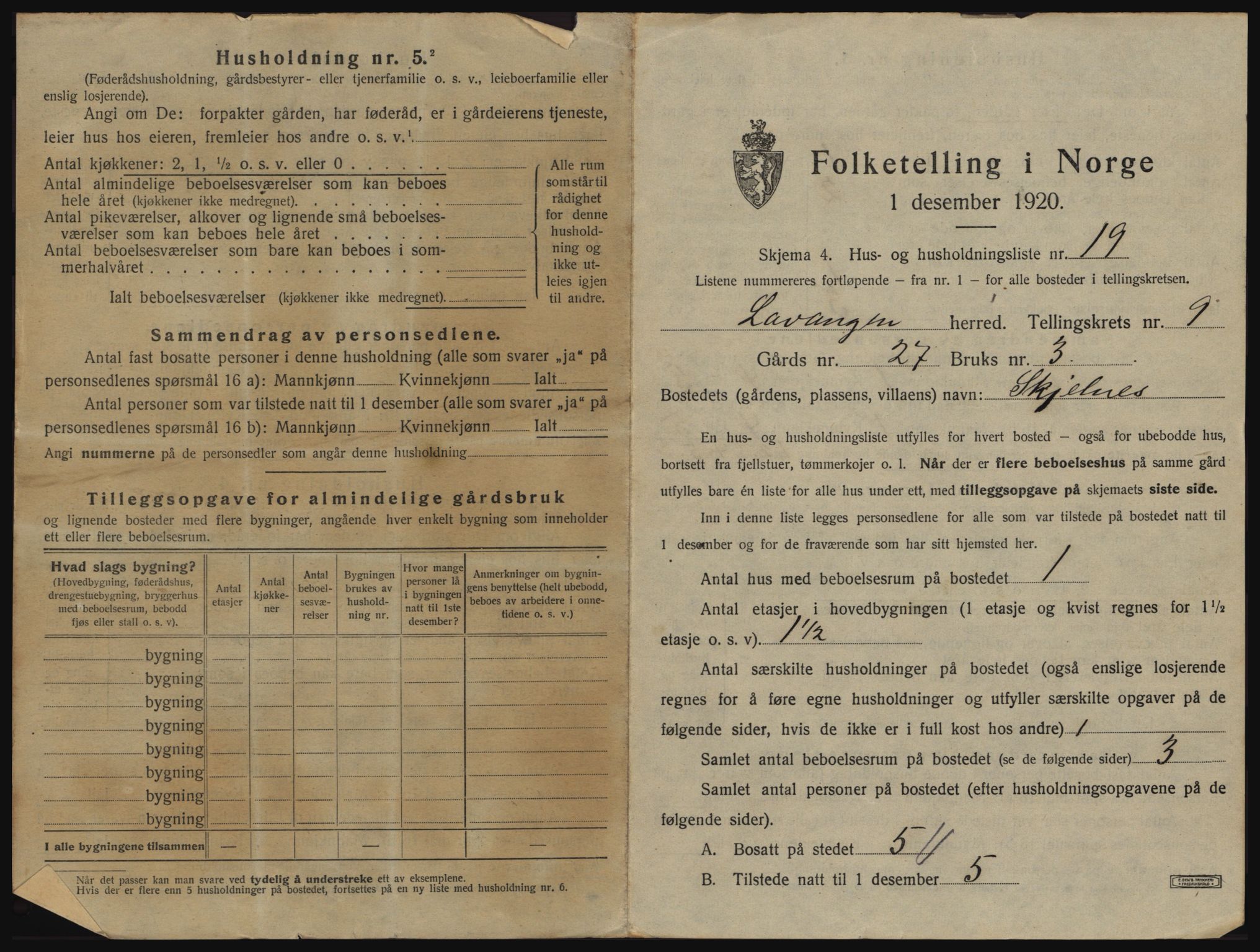 SATØ, 1920 census for Lavangen, 1920, p. 515