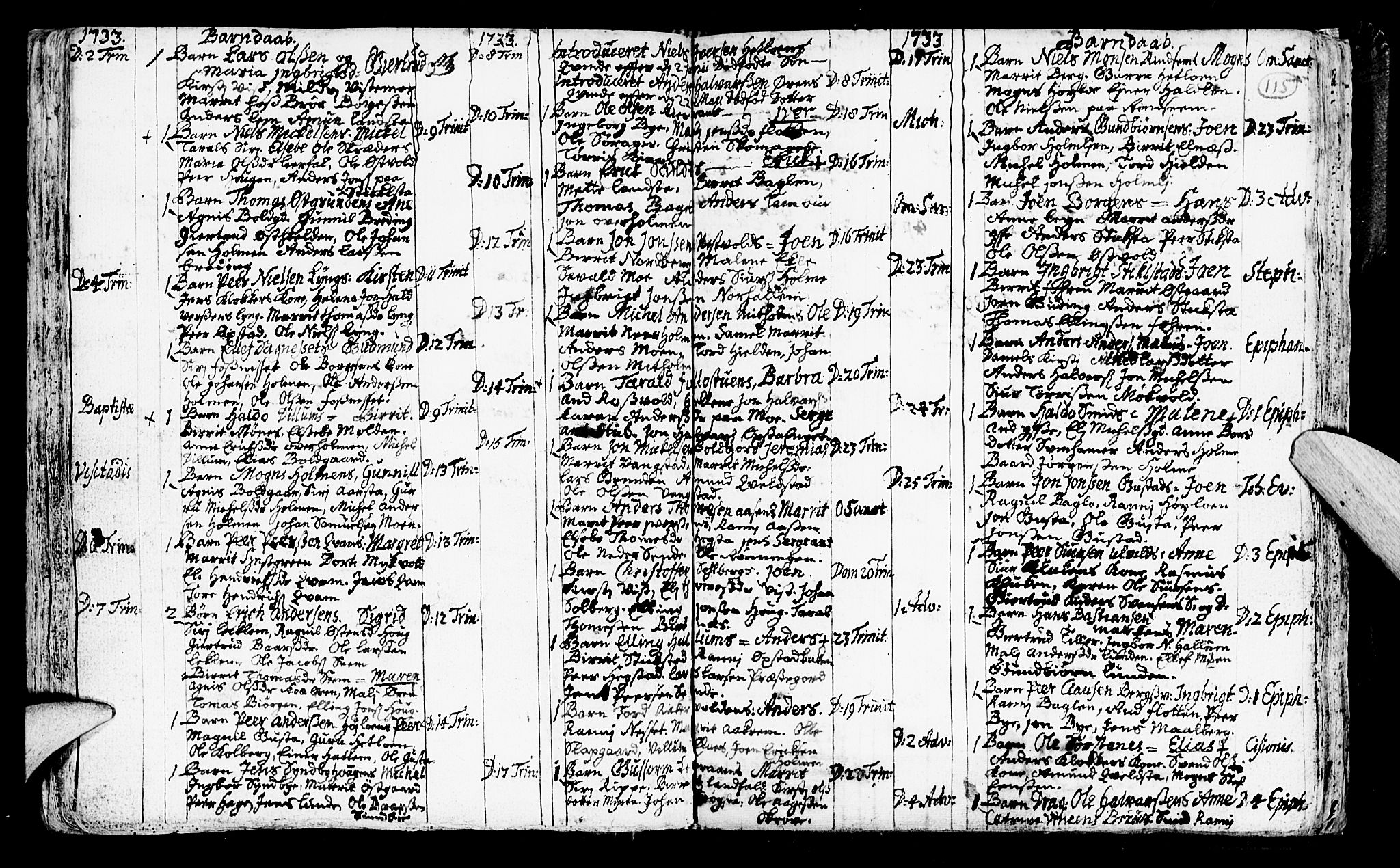 Ministerialprotokoller, klokkerbøker og fødselsregistre - Nord-Trøndelag, SAT/A-1458/723/L0230: Parish register (official) no. 723A01, 1705-1747, p. 115