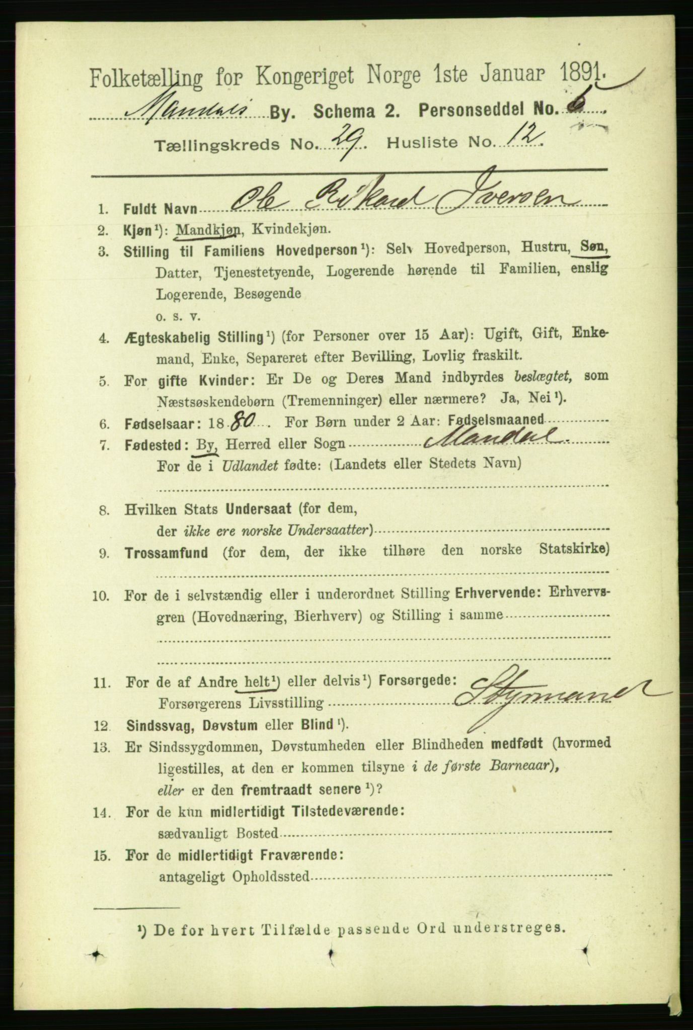 RA, 1891 census for 1002 Mandal, 1891, p. 5172