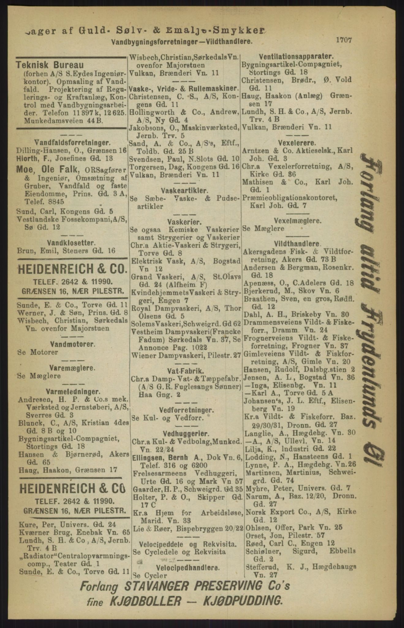 Kristiania/Oslo adressebok, PUBL/-, 1911, p. 1707