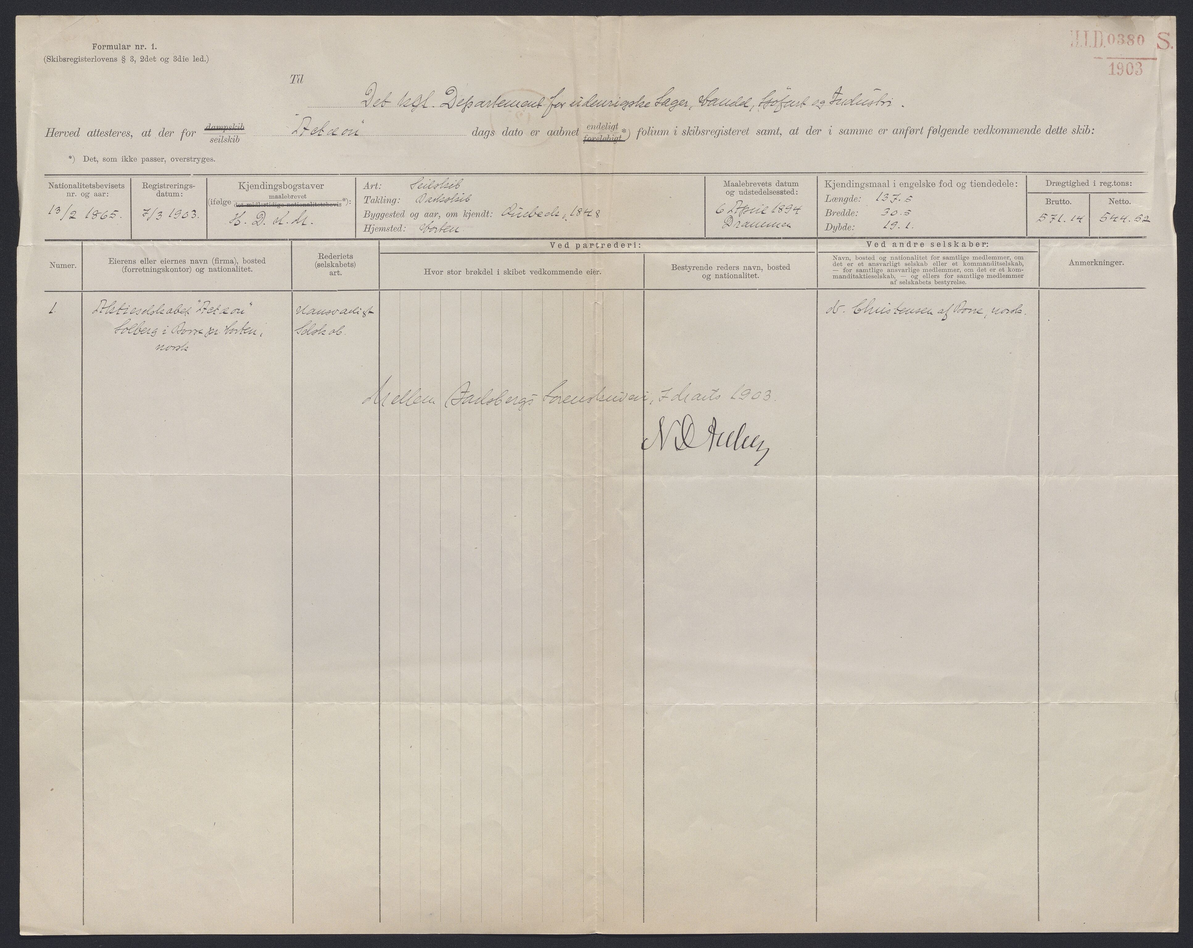 Sjøfartsdirektoratet med forløpere, skipsmapper slettede skip, AV/RA-S-4998/F/Fa/L0003: --, 1848-1912, p. 595