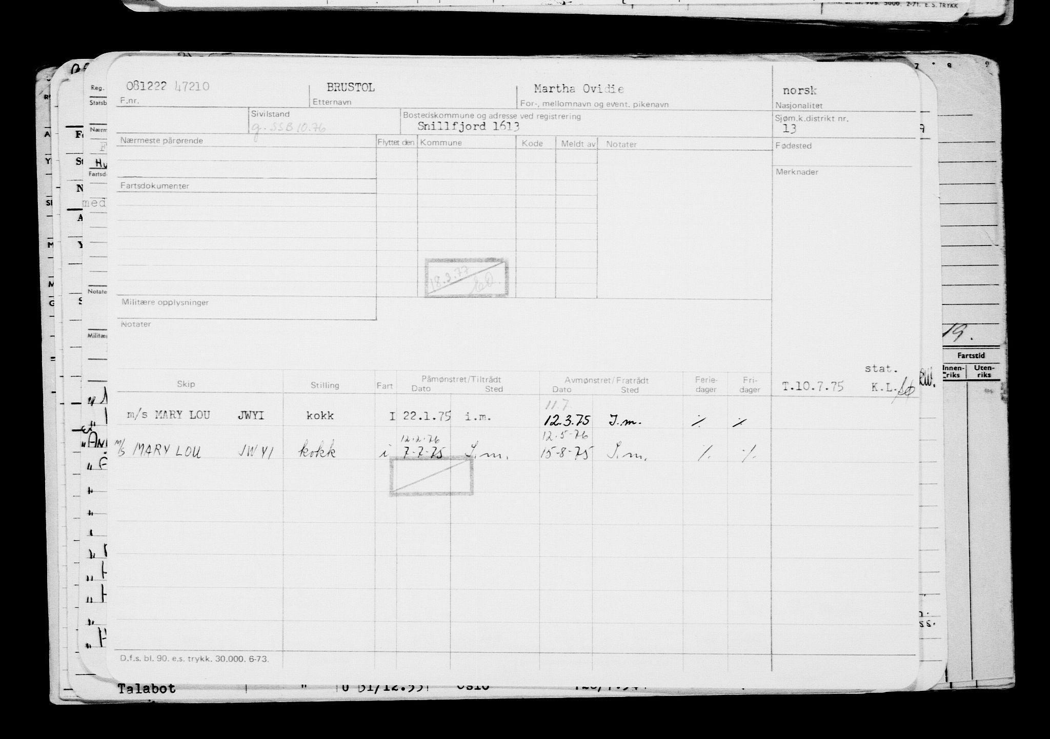 Direktoratet for sjømenn, AV/RA-S-3545/G/Gb/L0213: Hovedkort, 1922, p. 156