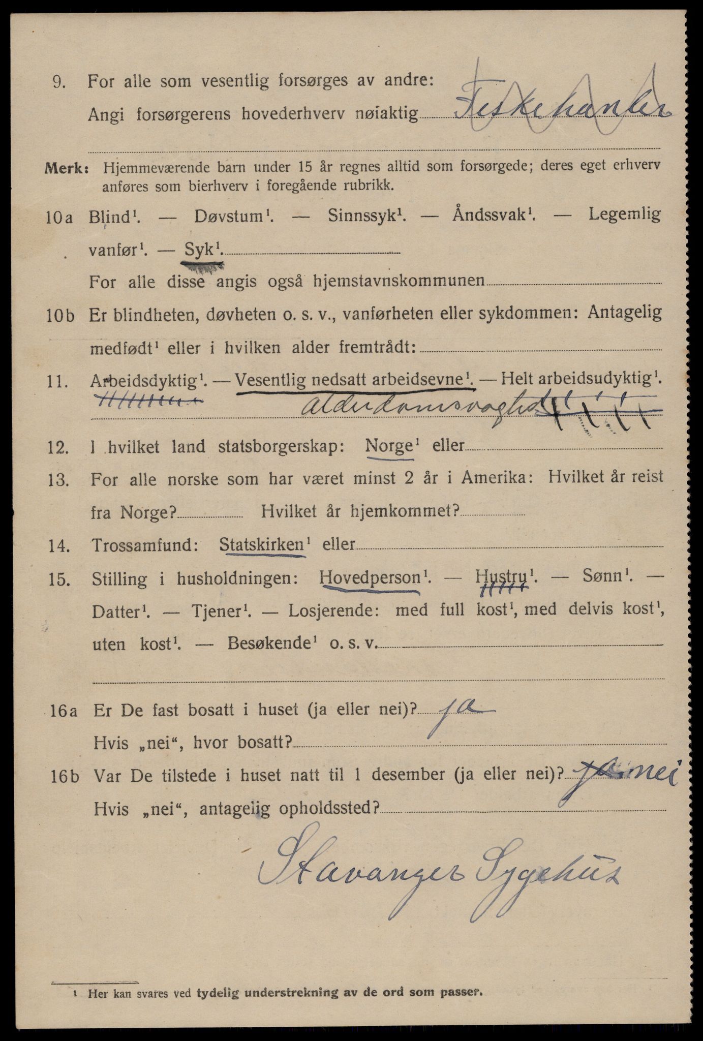 SAST, 1920 census for Stavanger, 1920, p. 61457