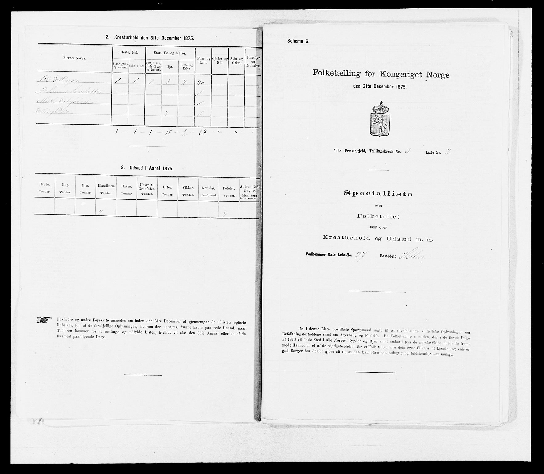 SAB, 1875 census for 1417P Vik, 1875, p. 306