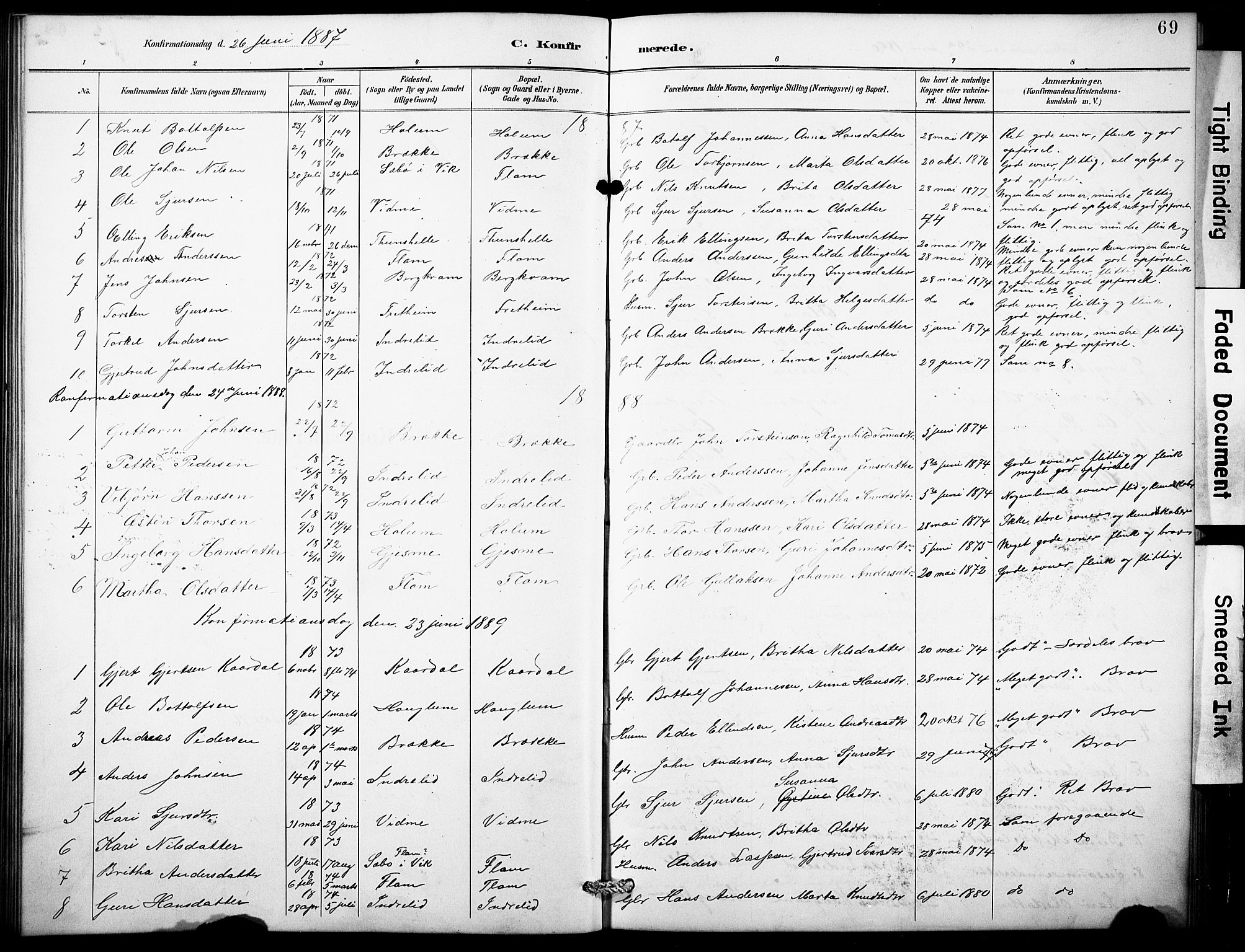 Aurland sokneprestembete, SAB/A-99937/H/Hb/Hbb/L0002: Parish register (copy) no. B 2, 1887-1929, p. 69