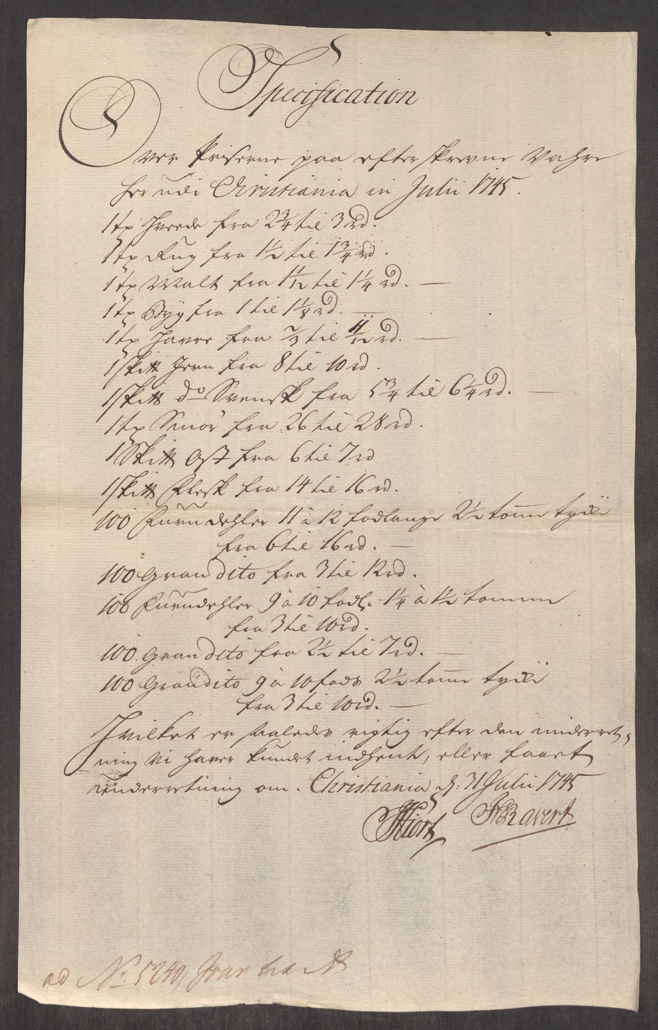 Rentekammeret inntil 1814, Realistisk ordnet avdeling, AV/RA-EA-4070/Oe/L0003: [Ø1]: Priskuranter, 1745-1748, p. 47