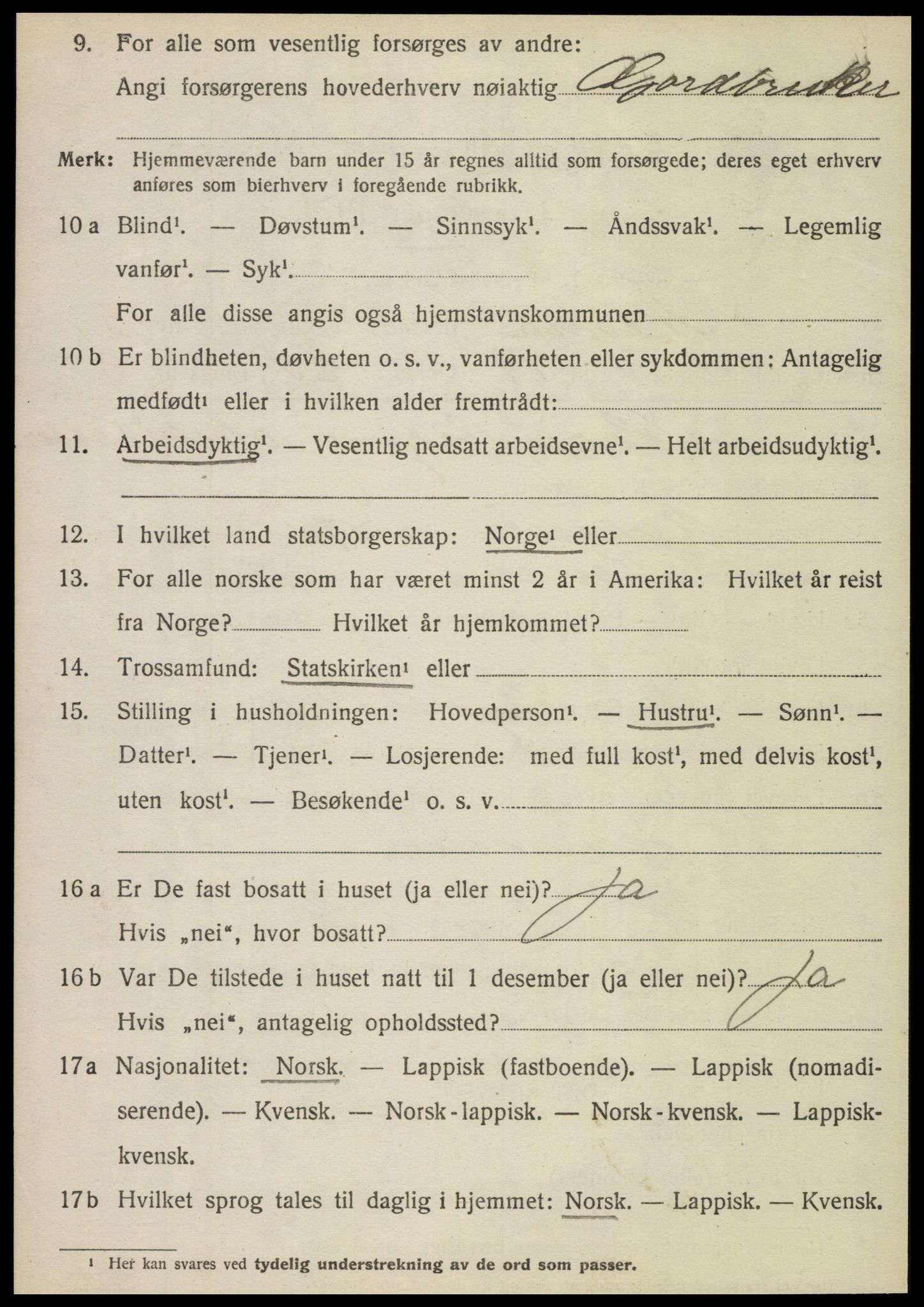 SAT, 1920 census for Nesna, 1920, p. 2802