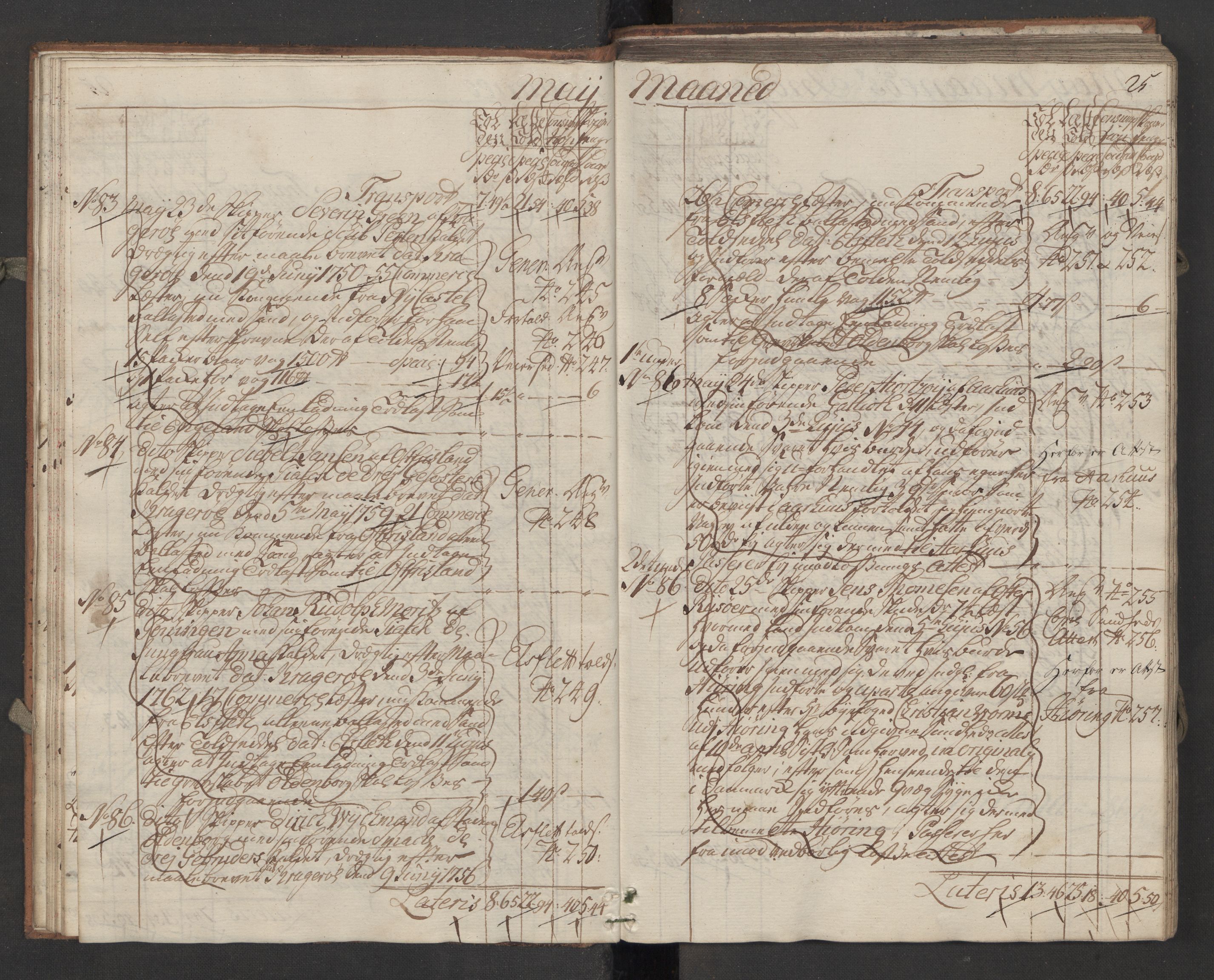 Generaltollkammeret, tollregnskaper, AV/RA-EA-5490/R13/L0036/0001: Tollregnskaper Kragerø / Inngående hovedtollbok, 1764, p. 24b-25a