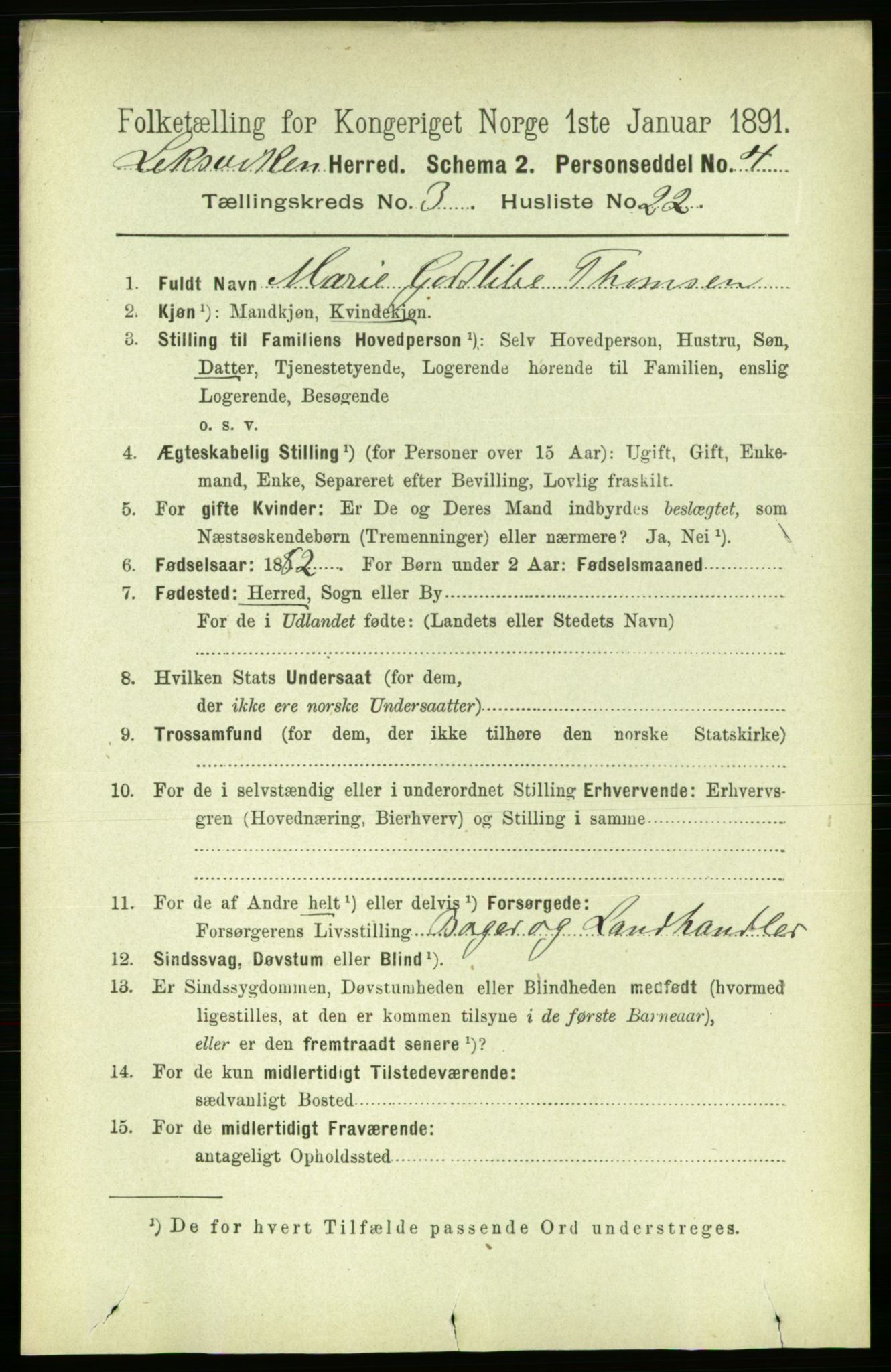 RA, 1891 census for 1718 Leksvik, 1891, p. 1326