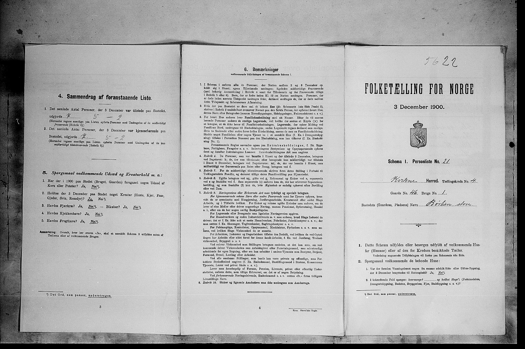 SAH, 1900 census for Kvikne, 1900, p. 291