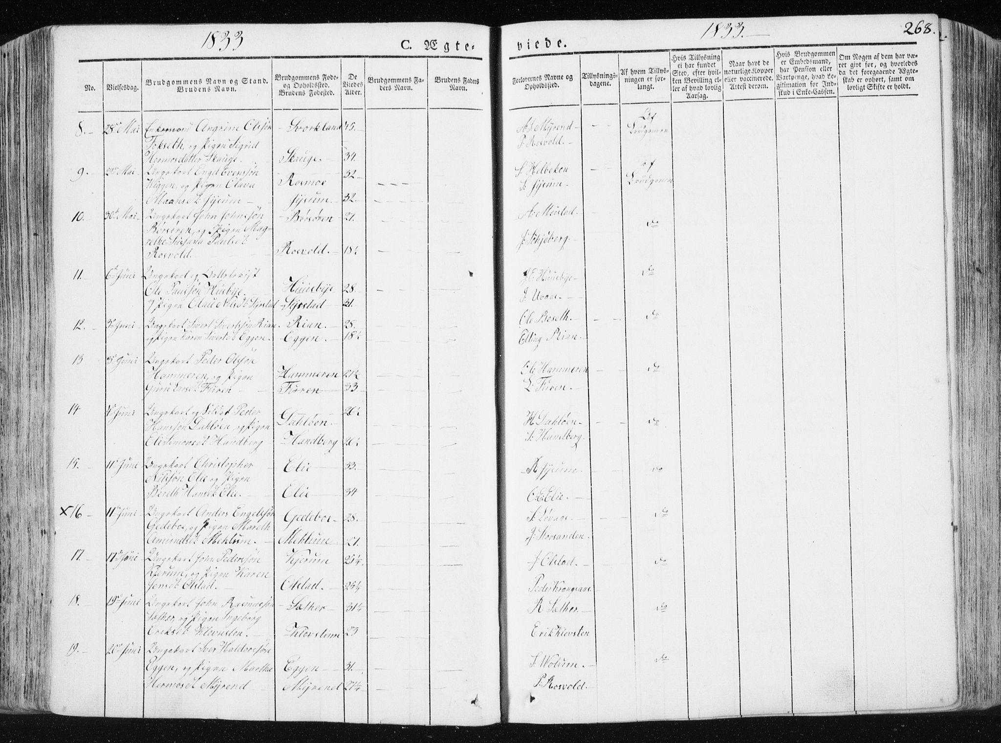 Ministerialprotokoller, klokkerbøker og fødselsregistre - Sør-Trøndelag, SAT/A-1456/665/L0771: Parish register (official) no. 665A06, 1830-1856, p. 268