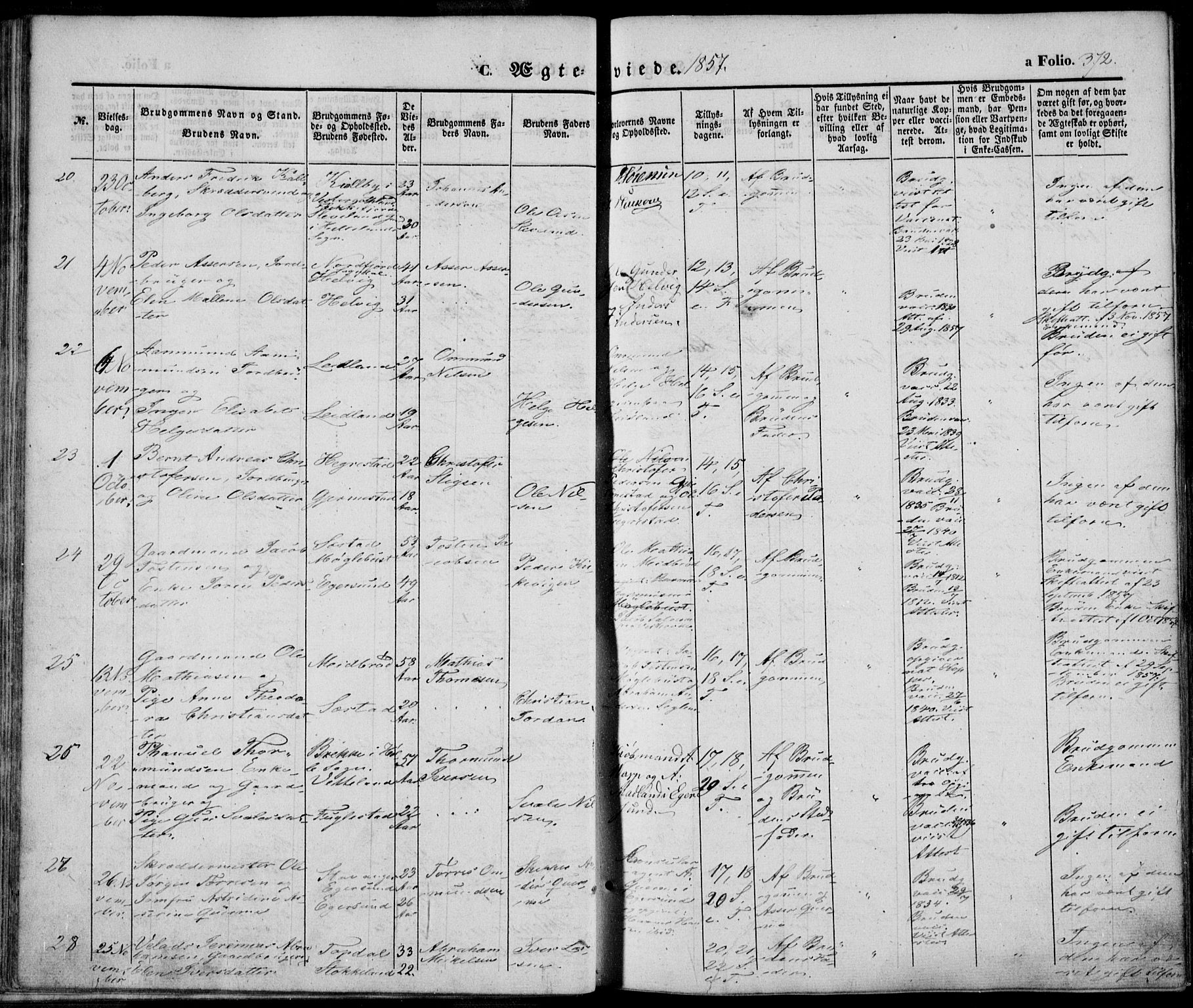 Eigersund sokneprestkontor, AV/SAST-A-101807/S08/L0013: Parish register (official) no. A 12.2, 1850-1865, p. 372