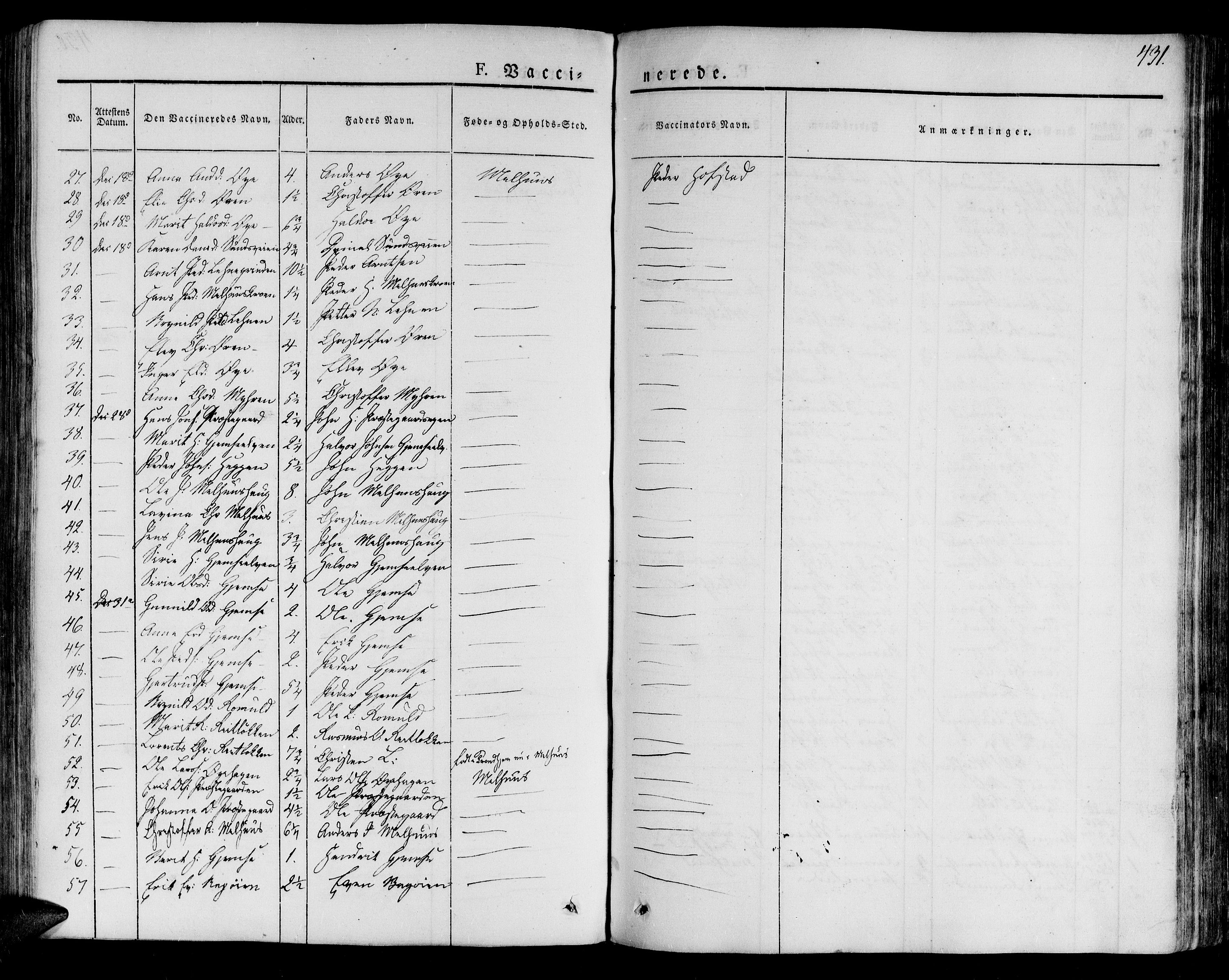 Ministerialprotokoller, klokkerbøker og fødselsregistre - Sør-Trøndelag, SAT/A-1456/691/L1070: Parish register (official) no. 691A05 /1, 1826-1841, p. 431