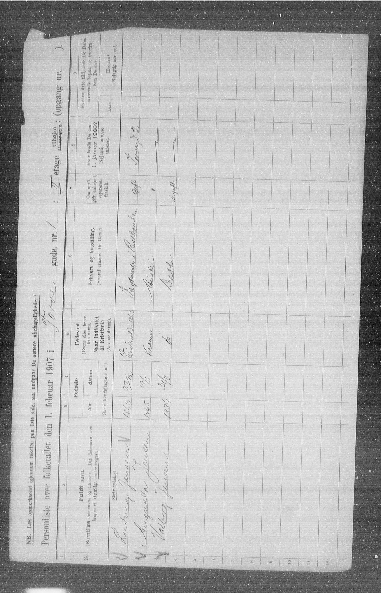 OBA, Municipal Census 1907 for Kristiania, 1907, p. 57909