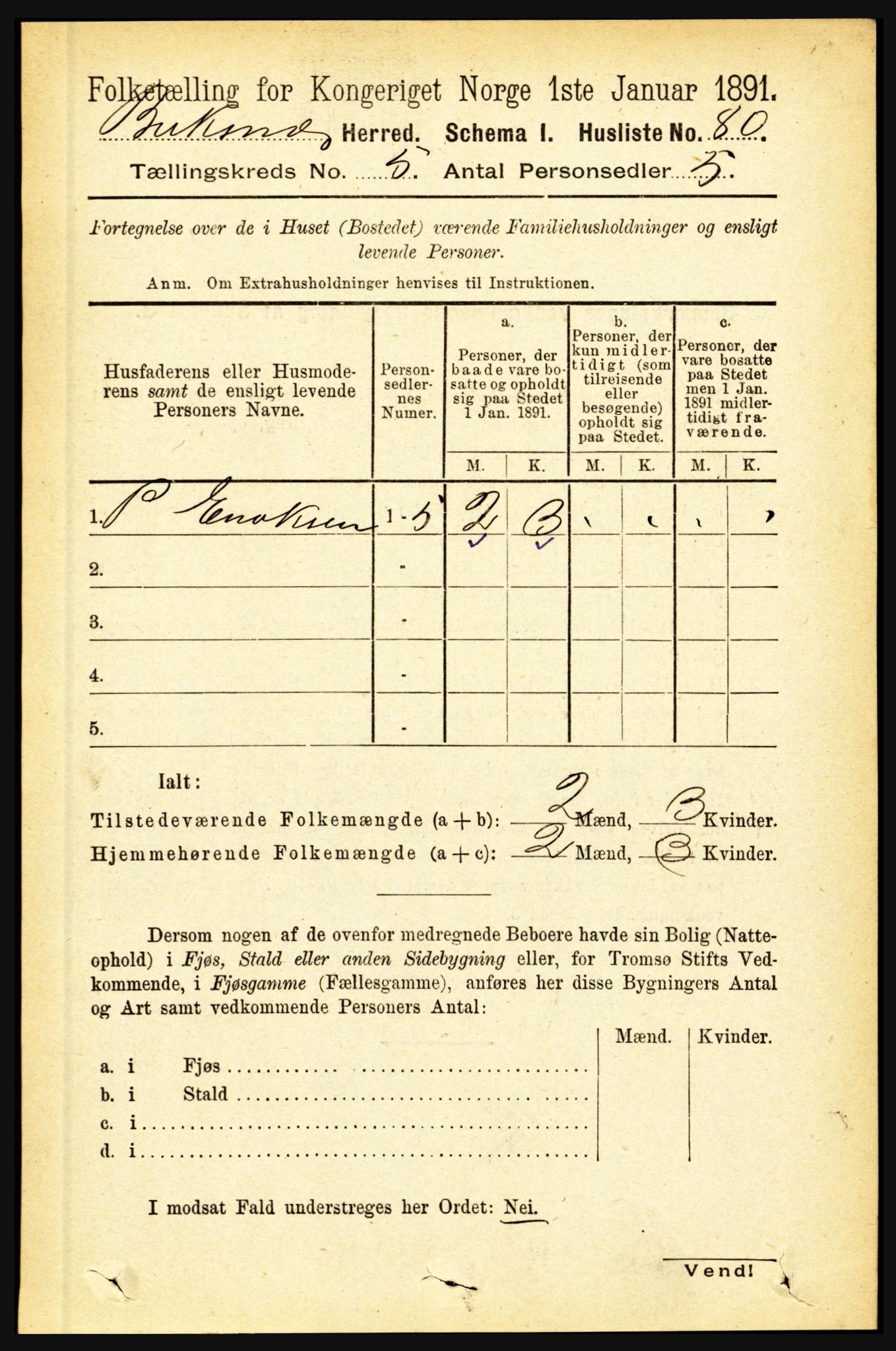 RA, 1891 census for 1860 Buksnes, 1891, p. 3859