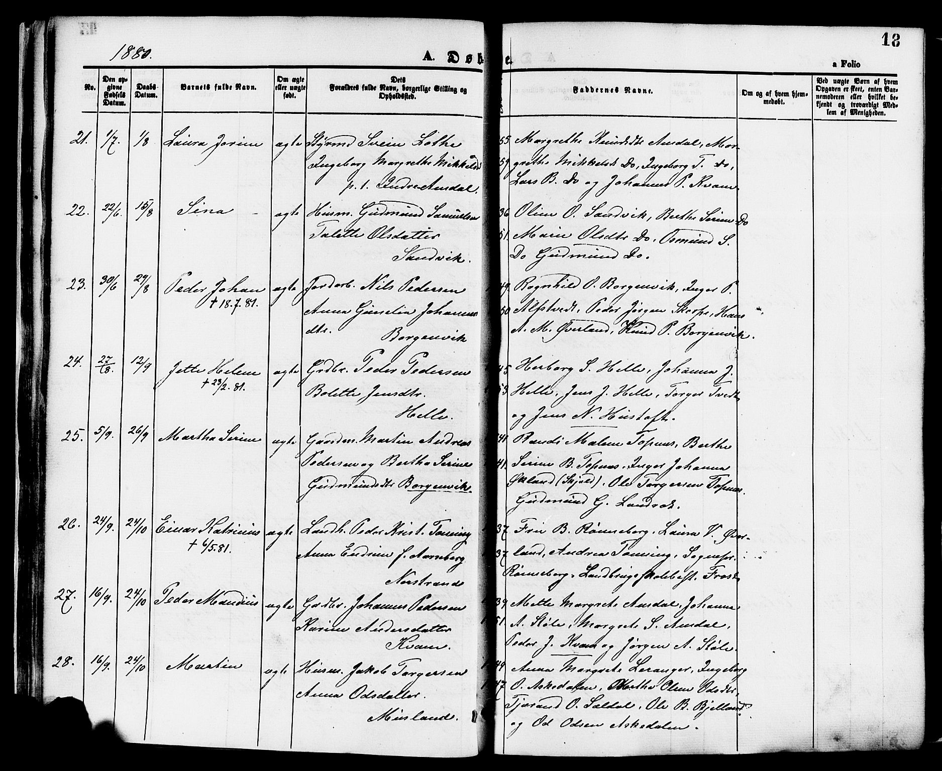 Nedstrand sokneprestkontor, SAST/A-101841/01/IV: Parish register (official) no. A 11, 1877-1887, p. 18