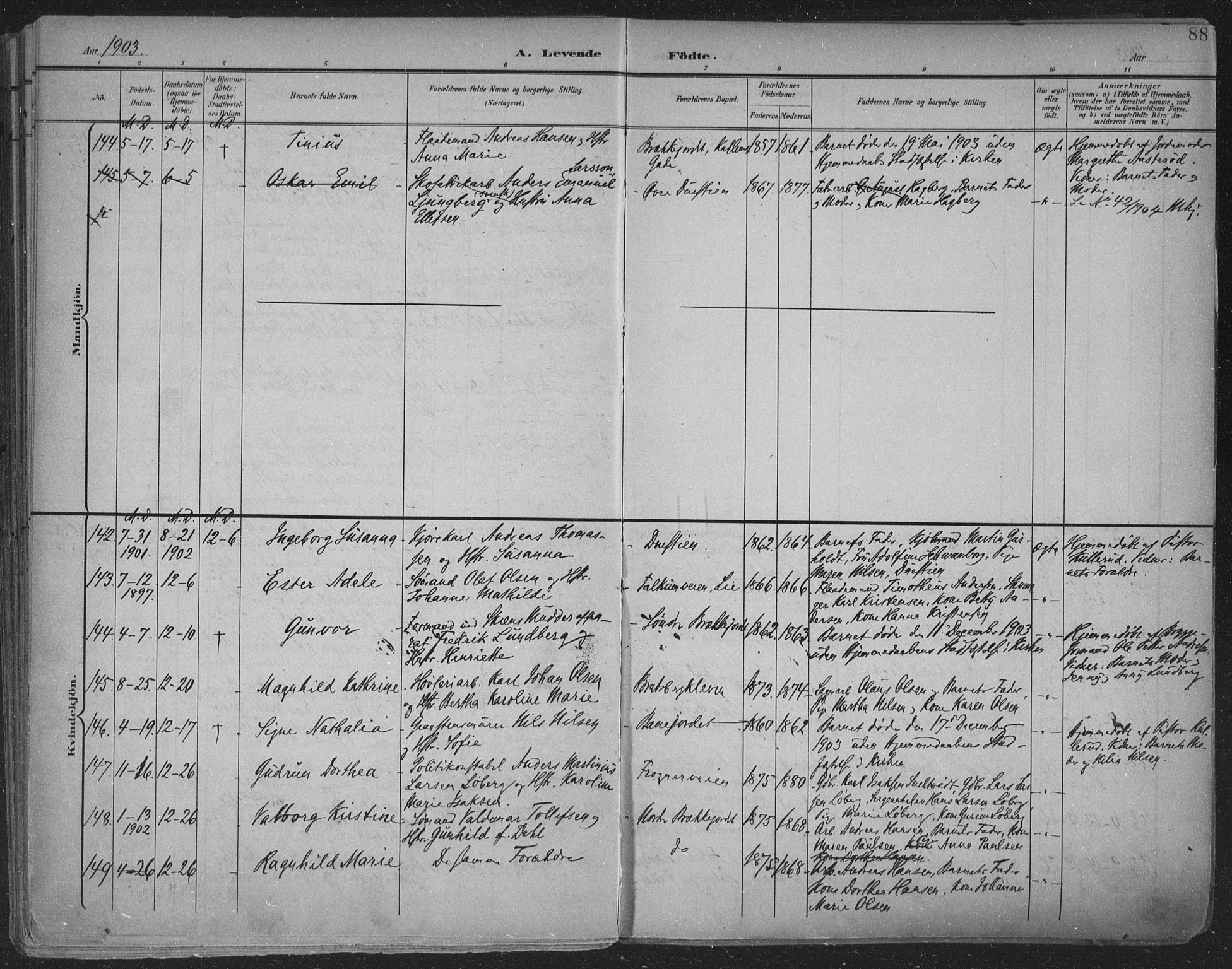 Skien kirkebøker, SAKO/A-302/F/Fa/L0011: Parish register (official) no. 11, 1900-1907, p. 88