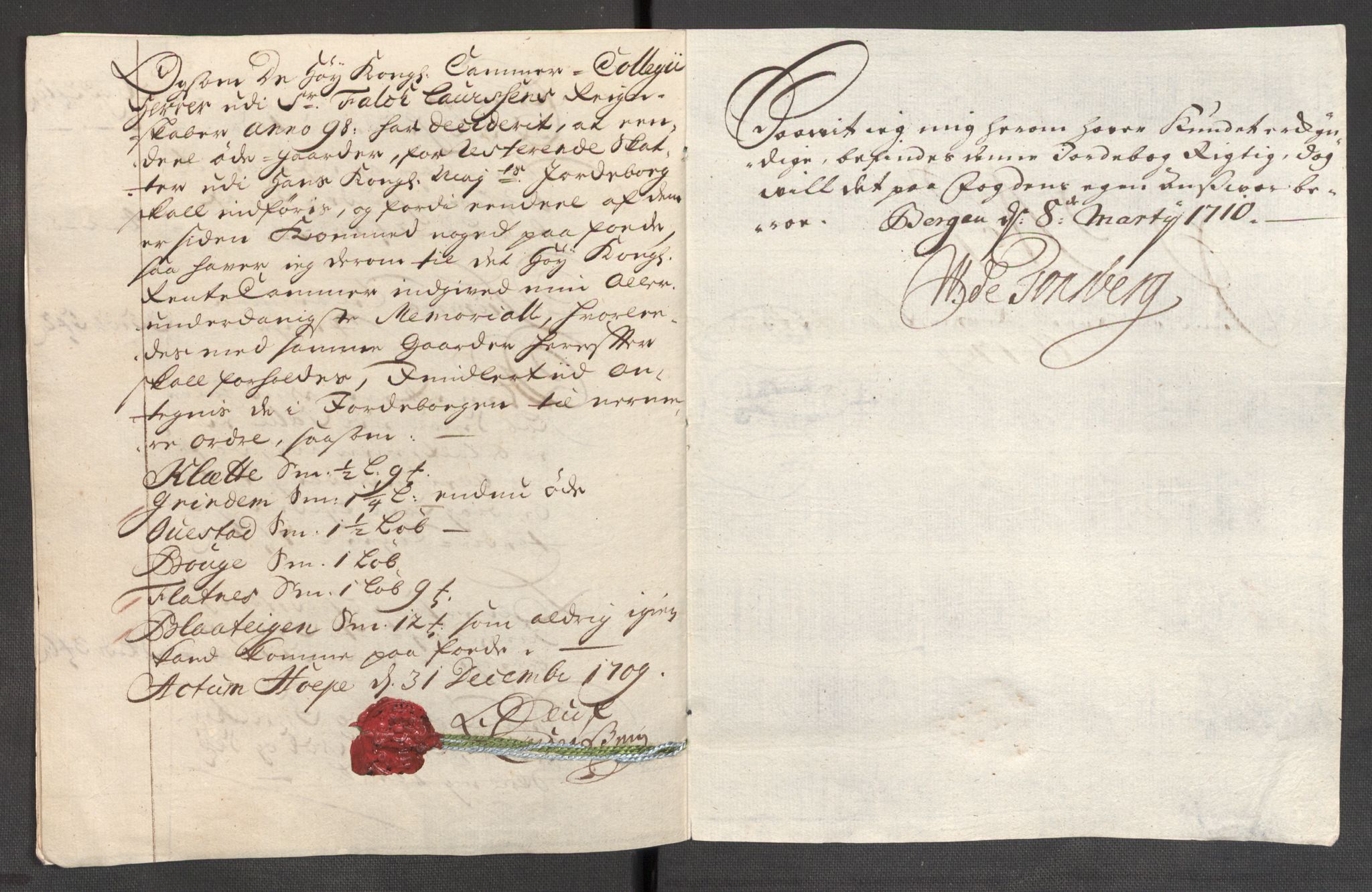 Rentekammeret inntil 1814, Reviderte regnskaper, Fogderegnskap, AV/RA-EA-4092/R48/L2986: Fogderegnskap Sunnhordland og Hardanger, 1709-1710, p. 29