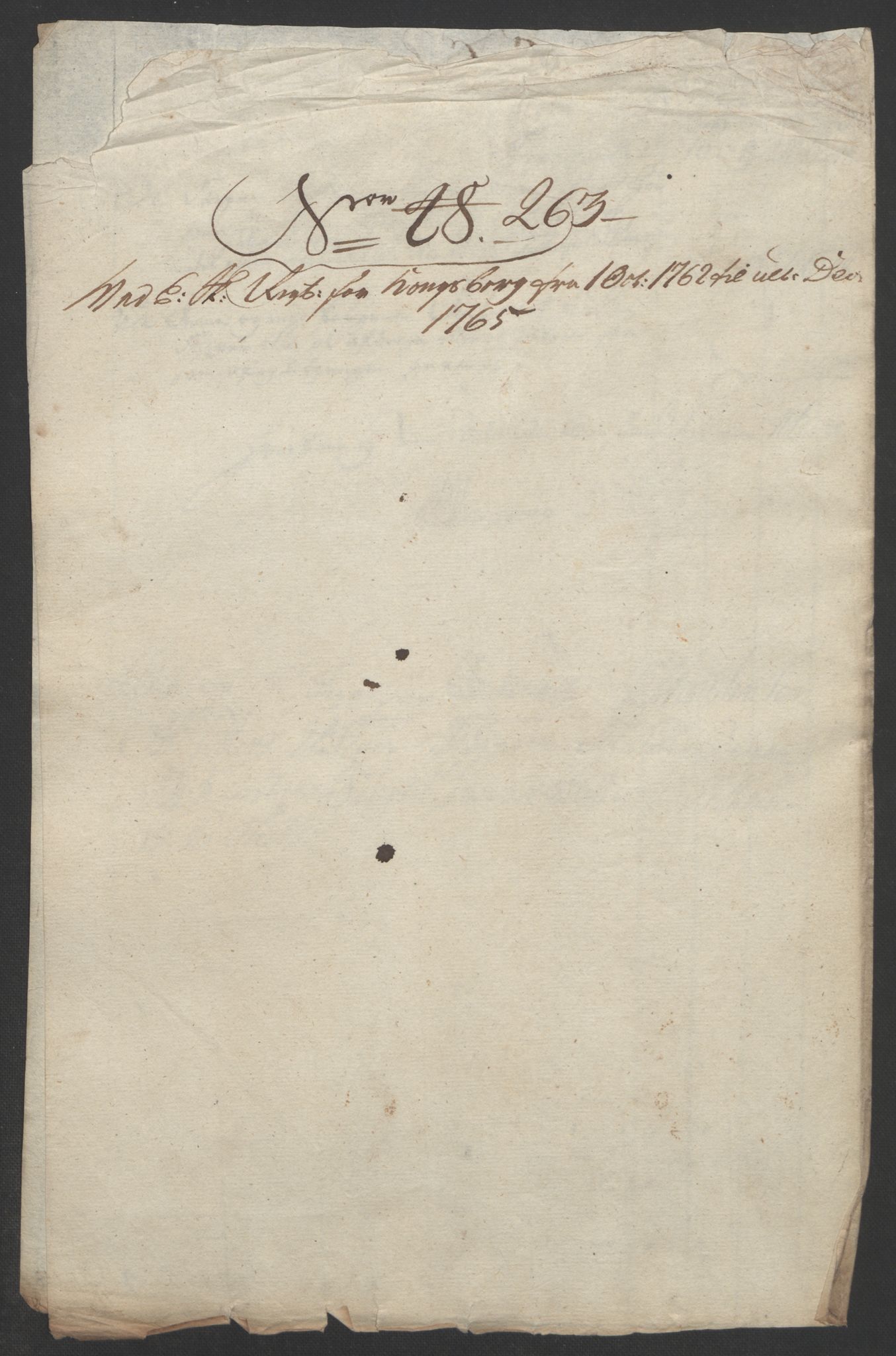 Rentekammeret inntil 1814, Reviderte regnskaper, Bergverksregnskaper, AV/RA-EA-3222/R/Rc/Rca/L0843: Ekstraskatt, 1762-1765, p. 1110