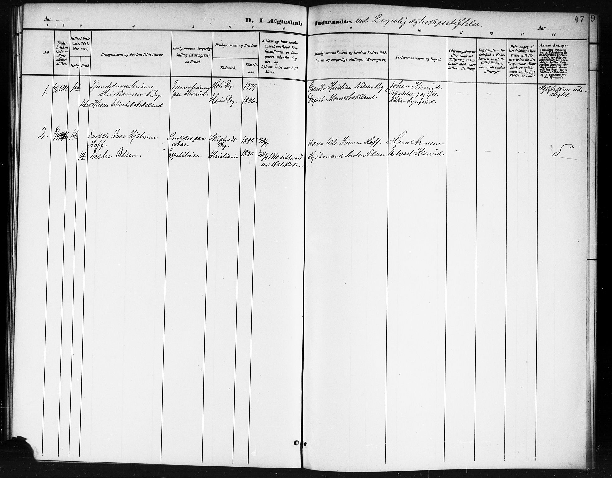 Spydeberg prestekontor Kirkebøker, SAO/A-10924/G/Gc/L0001: Parish register (copy) no. III 1, 1901-1917, p. 47