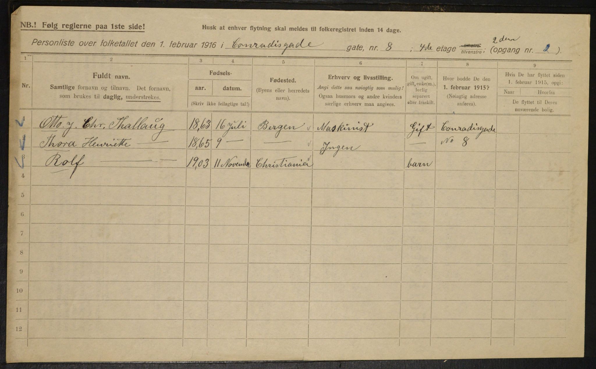 OBA, Municipal Census 1916 for Kristiania, 1916, p. 13657