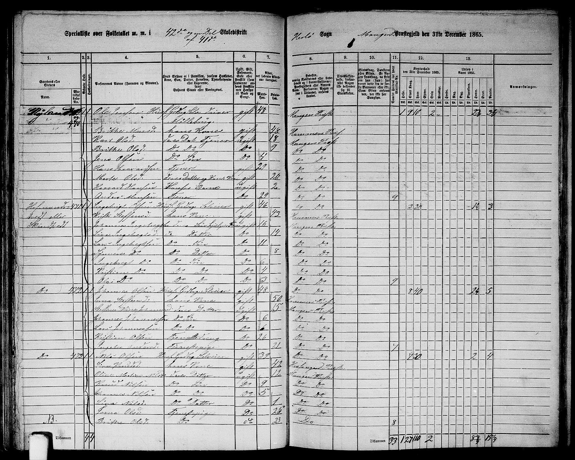 RA, 1865 census for Manger, 1865, p. 126
