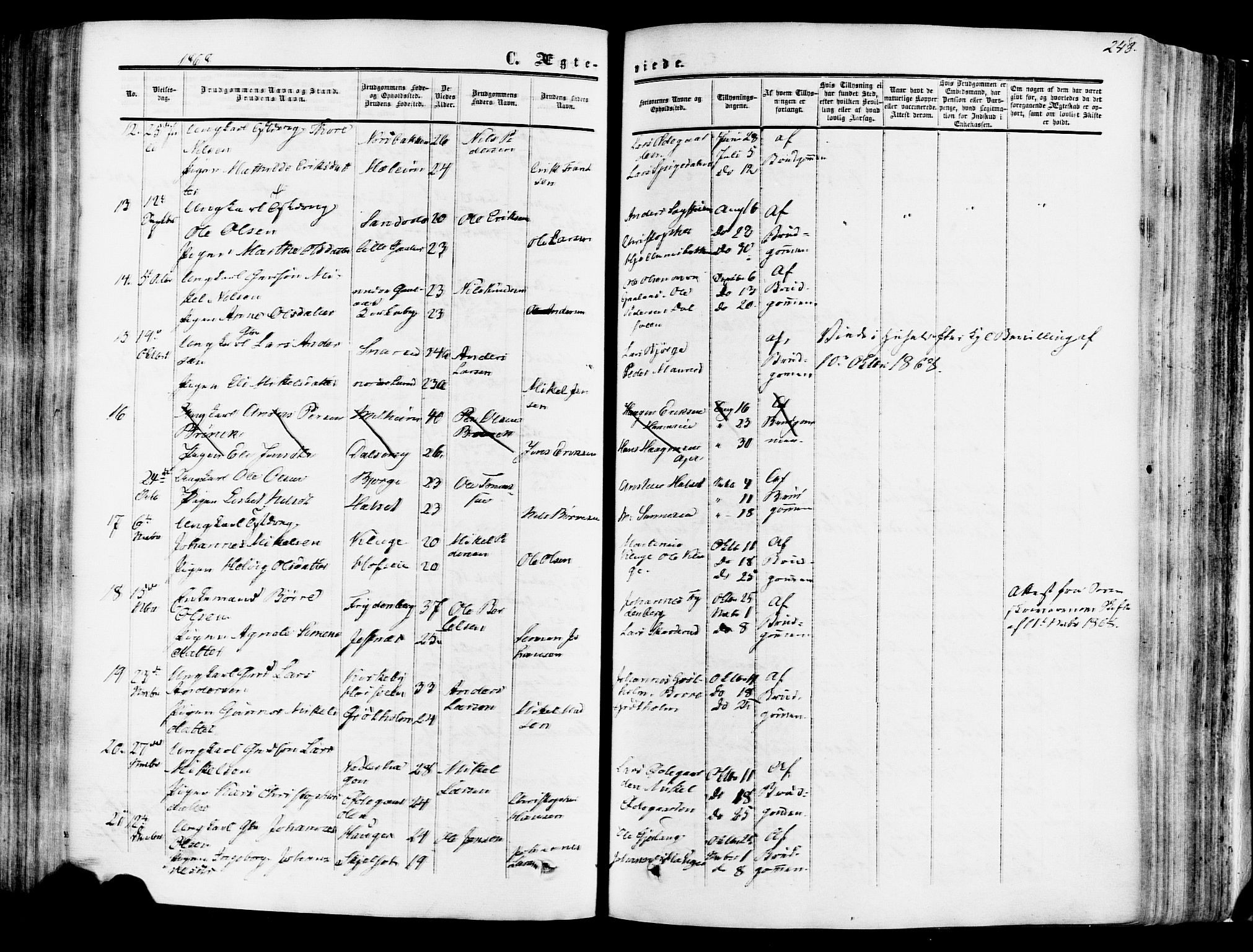 Vang prestekontor, Hedmark, SAH/PREST-008/H/Ha/Haa/L0013: Parish register (official) no. 13, 1855-1879, p. 248