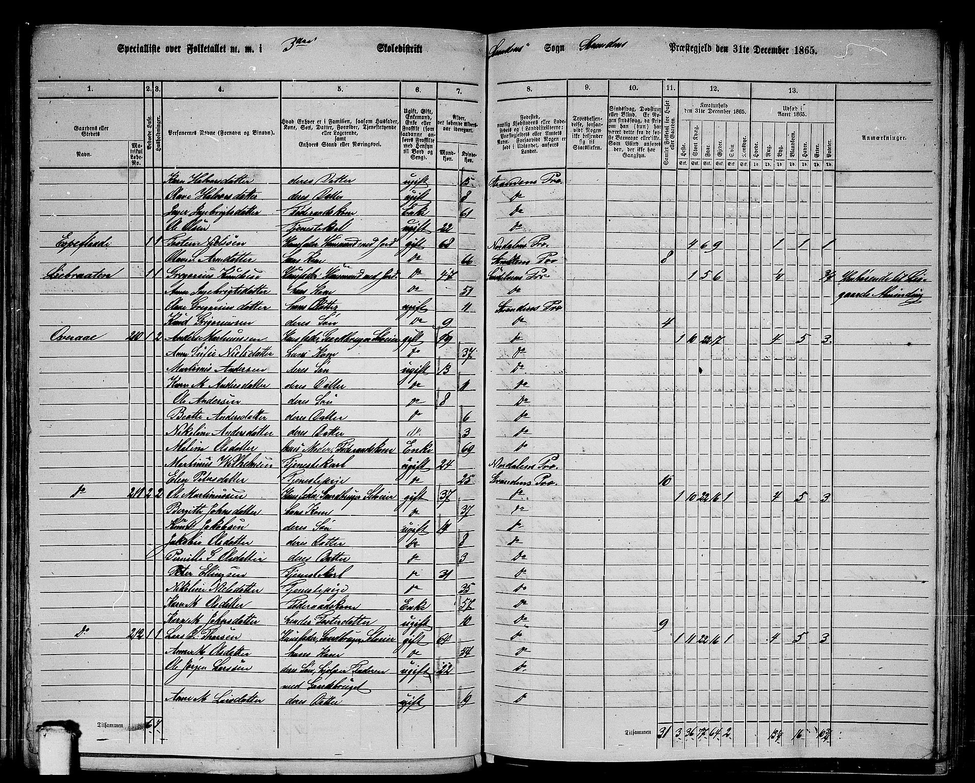 RA, 1865 census for Stranda, 1865, p. 10