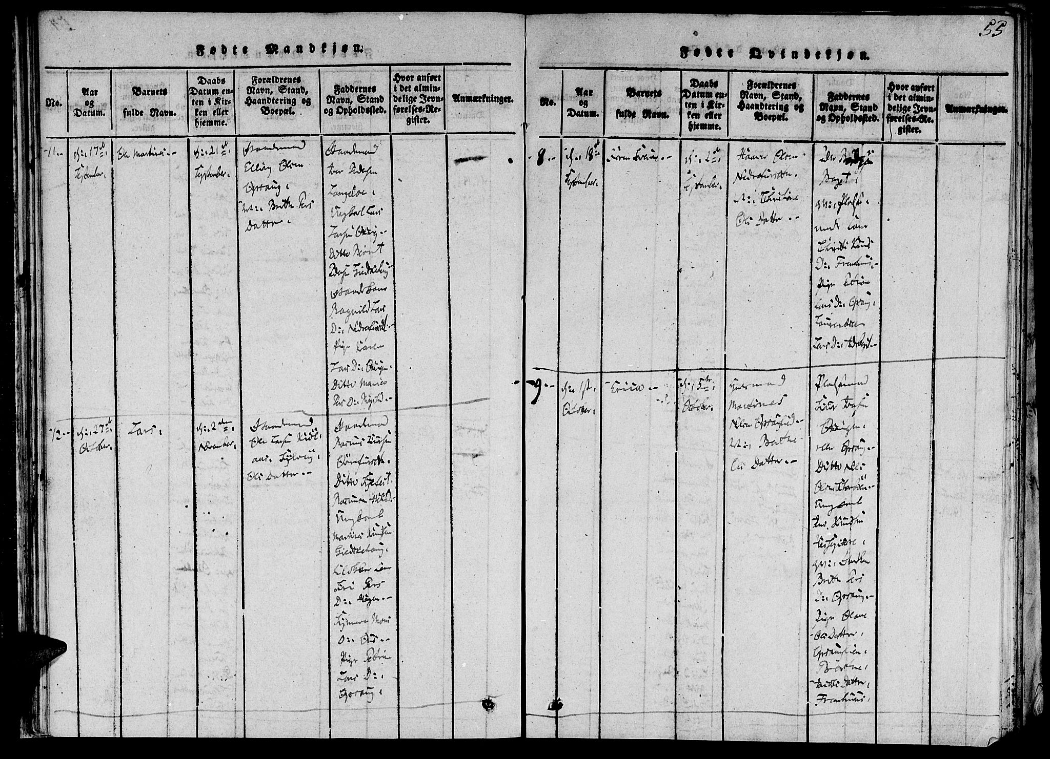 Ministerialprotokoller, klokkerbøker og fødselsregistre - Møre og Romsdal, AV/SAT-A-1454/520/L0273: Parish register (official) no. 520A03, 1817-1826, p. 55