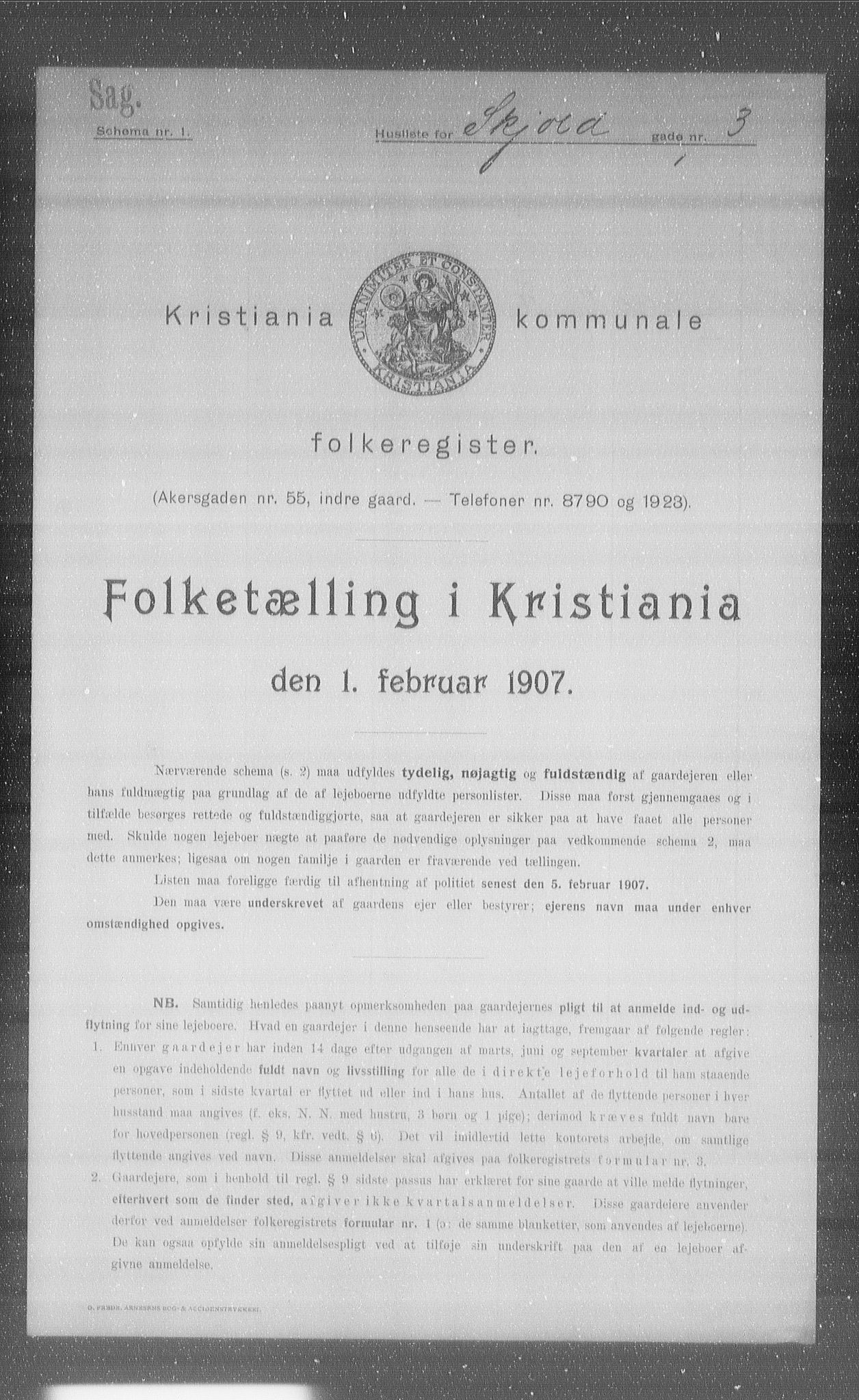 OBA, Municipal Census 1907 for Kristiania, 1907, p. 49107