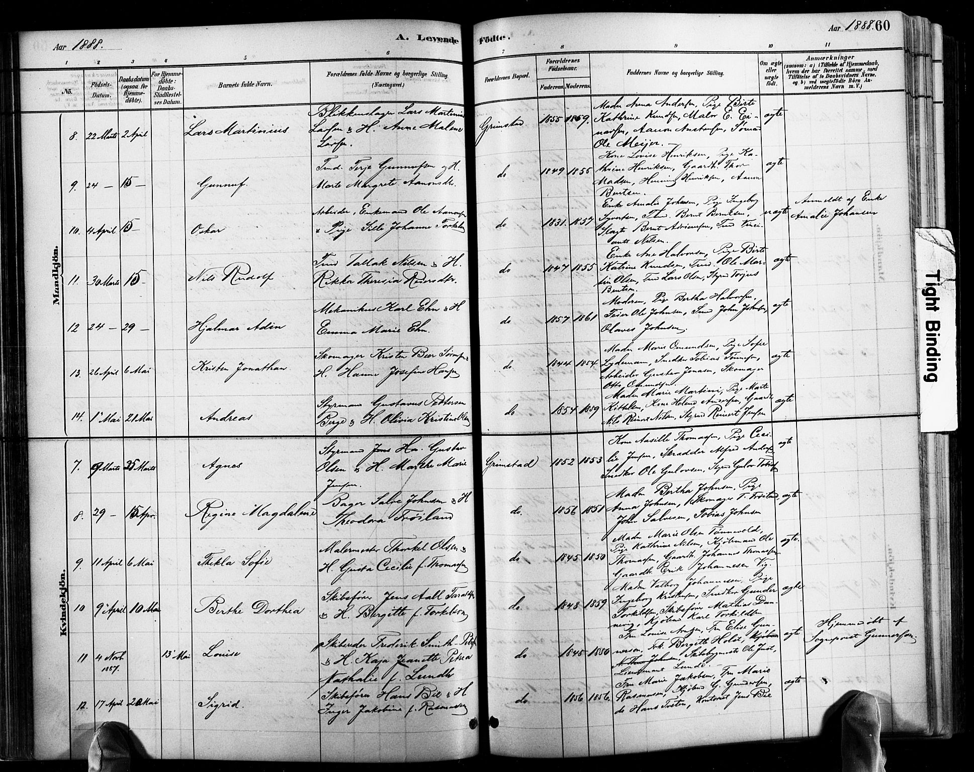 Grimstad sokneprestkontor, AV/SAK-1111-0017/F/Fb/L0001: Parish register (copy) no. B 1, 1881-1922, p. 60