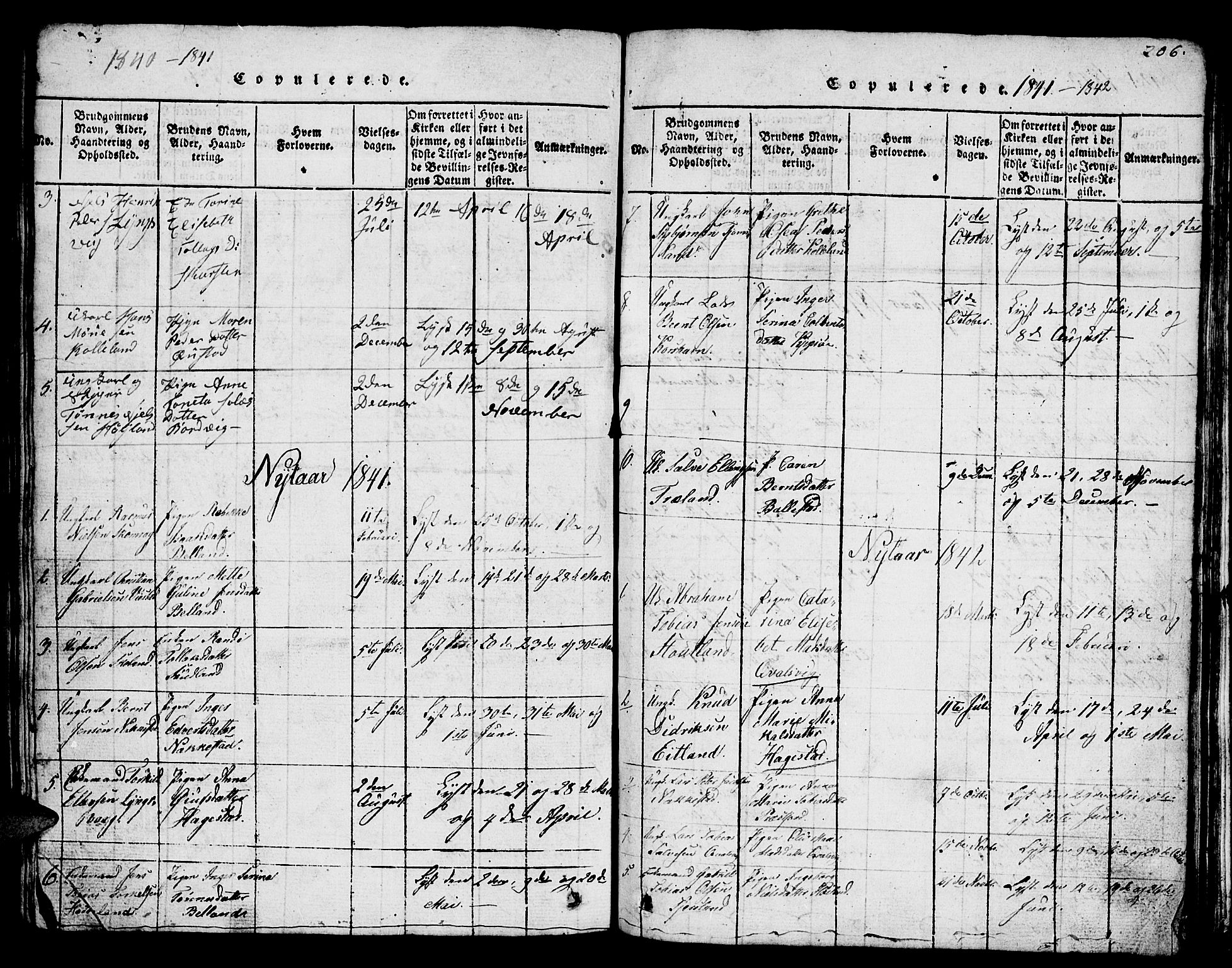 Lyngdal sokneprestkontor, SAK/1111-0029/F/Fb/Fba/L0001: Parish register (copy) no. B 1, 1816-1876, p. 206