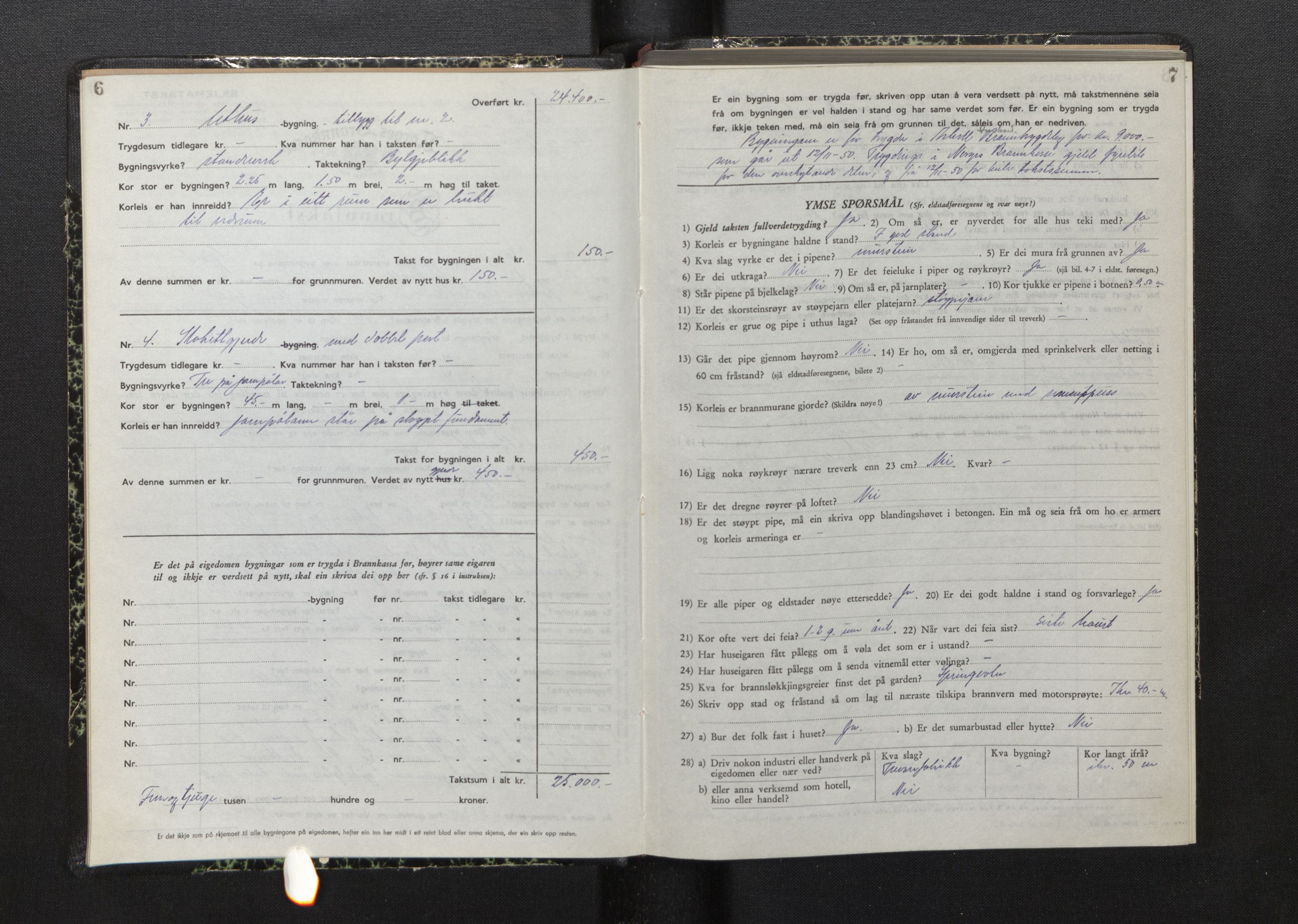 Lensmannen i Askvoll, AV/SAB-A-26301/0012/L0006: Branntakstprotokoll, skjematakst, 1950-1955, p. 6-7