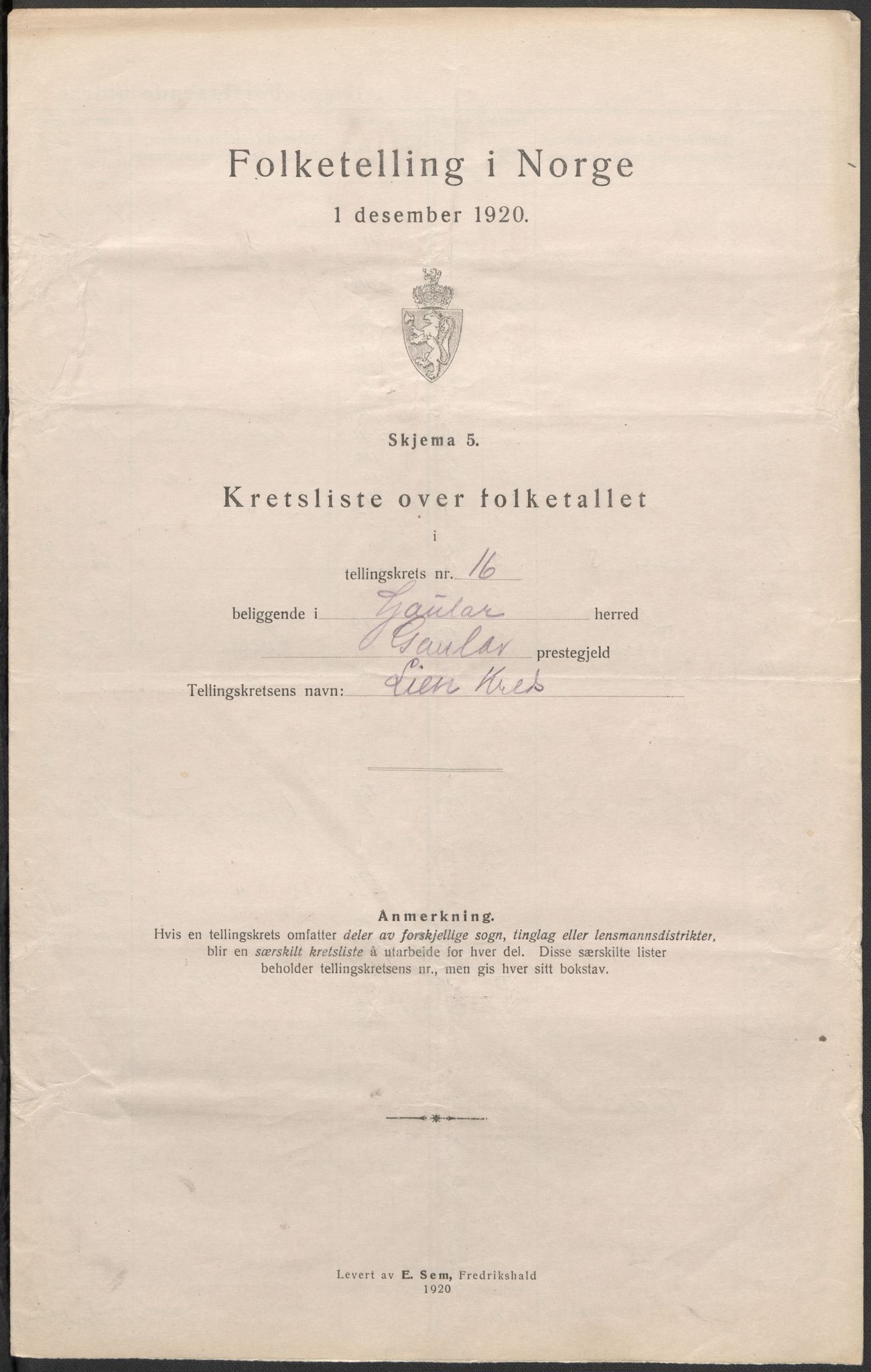 SAB, 1920 census for Gaular, 1920, p. 52