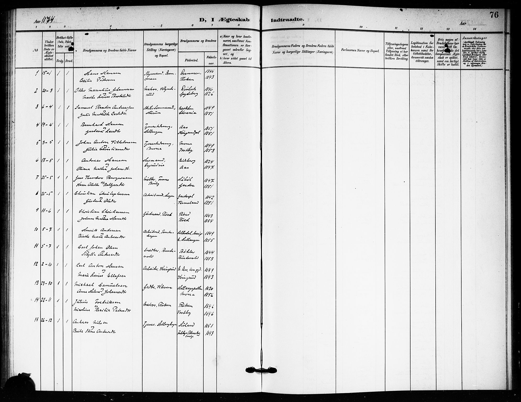 Drøbak prestekontor Kirkebøker, AV/SAO-A-10142a/F/Fc/L0001: Parish register (official) no. III 1, 1871-1900, p. 76