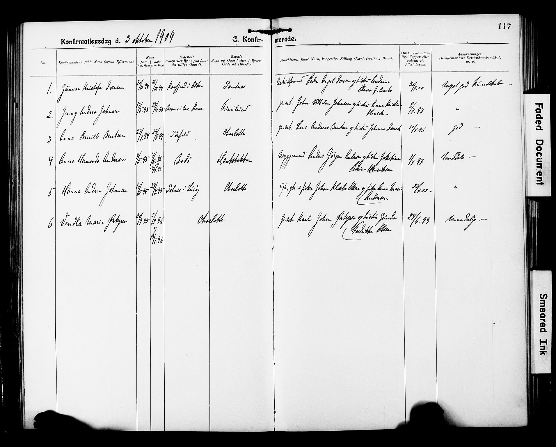 Ministerialprotokoller, klokkerbøker og fødselsregistre - Nordland, AV/SAT-A-1459/850/L0709: Parish register (official) no. 850A01, 1899-1909, p. 117