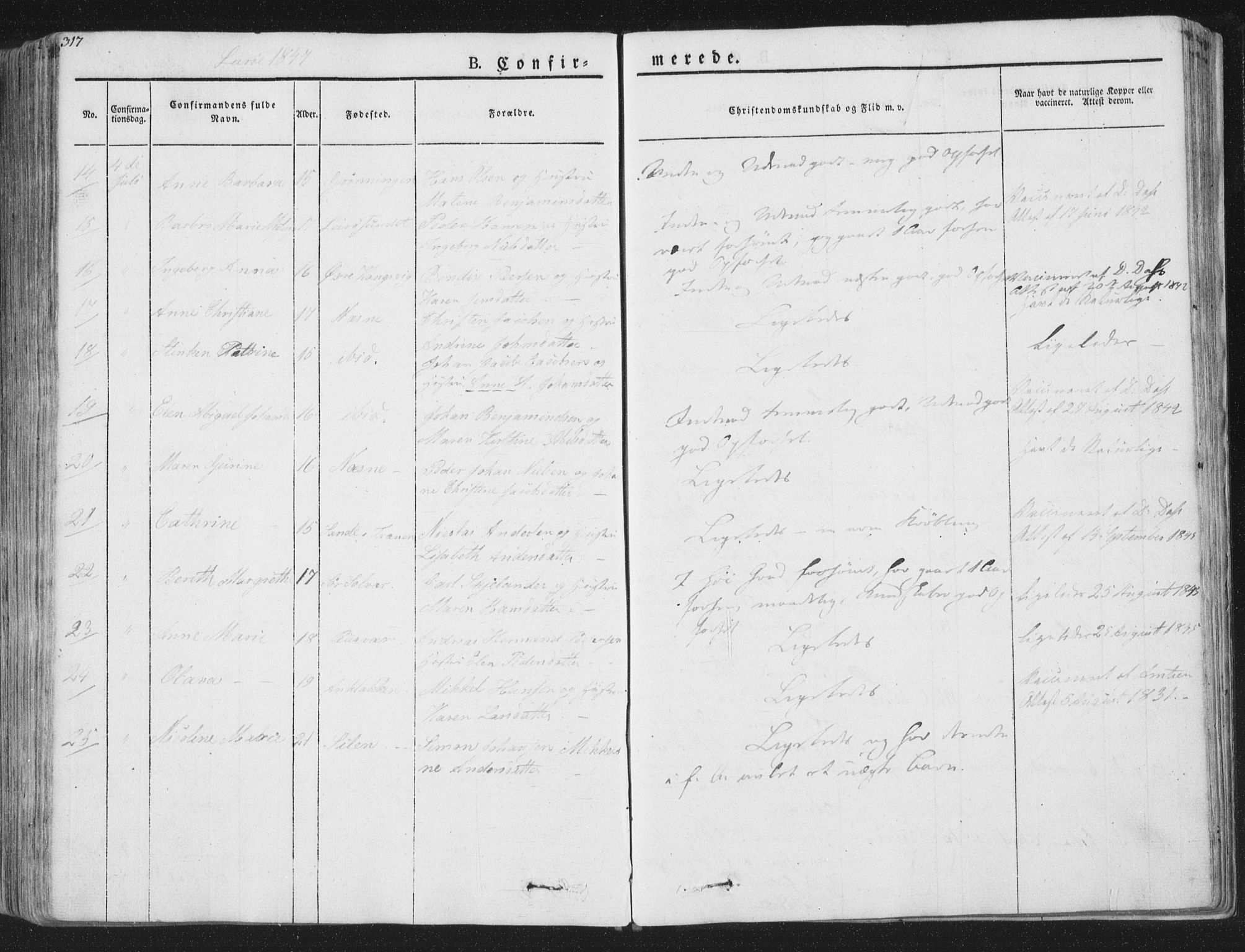 Ministerialprotokoller, klokkerbøker og fødselsregistre - Nordland, AV/SAT-A-1459/839/L0565: Parish register (official) no. 839A02, 1825-1862, p. 317