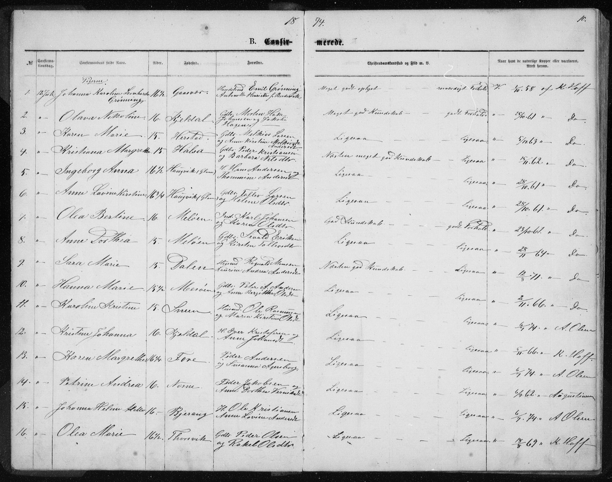 Ministerialprotokoller, klokkerbøker og fødselsregistre - Nordland, AV/SAT-A-1459/843/L0635: Parish register (copy) no. 843C04, 1872-1887, p. 10