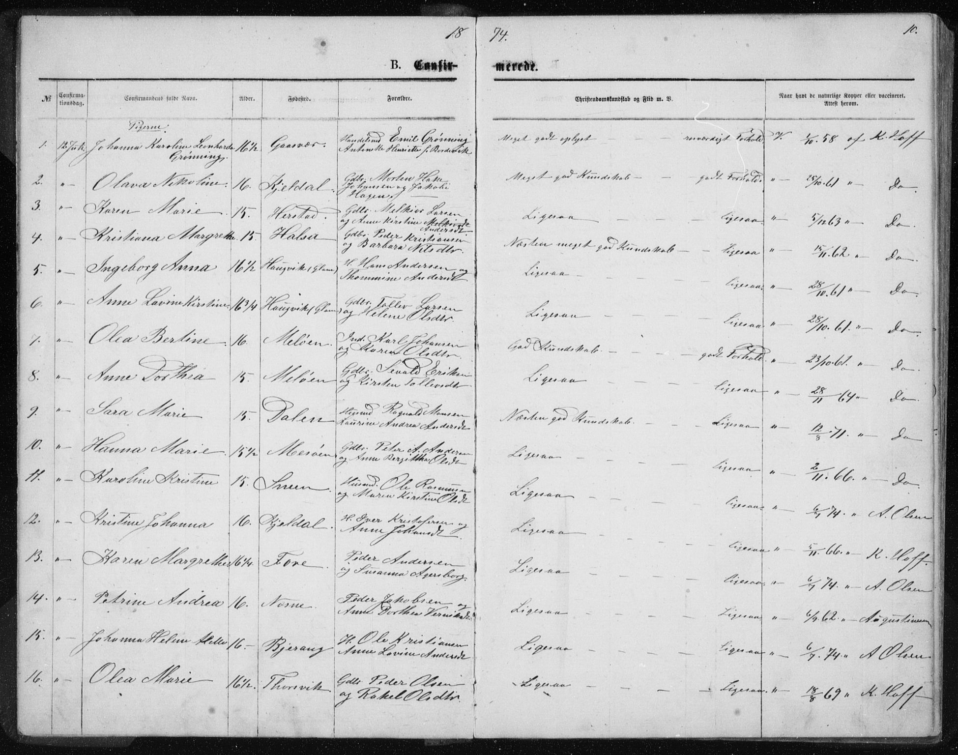 Ministerialprotokoller, klokkerbøker og fødselsregistre - Nordland, AV/SAT-A-1459/843/L0635: Parish register (copy) no. 843C04, 1872-1887, p. 10