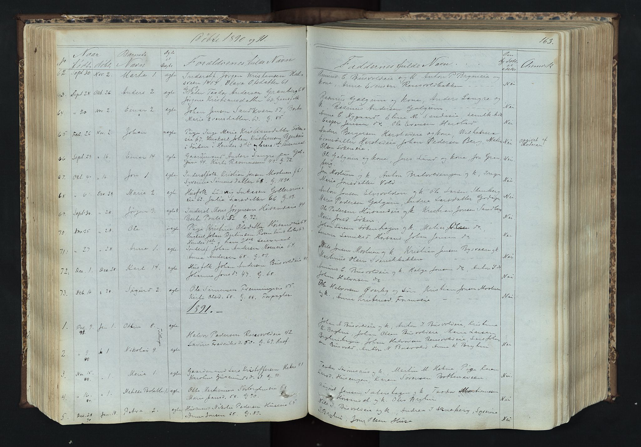 Romedal prestekontor, SAH/PREST-004/L/L0011: Parish register (copy) no. 11, 1867-1895, p. 163