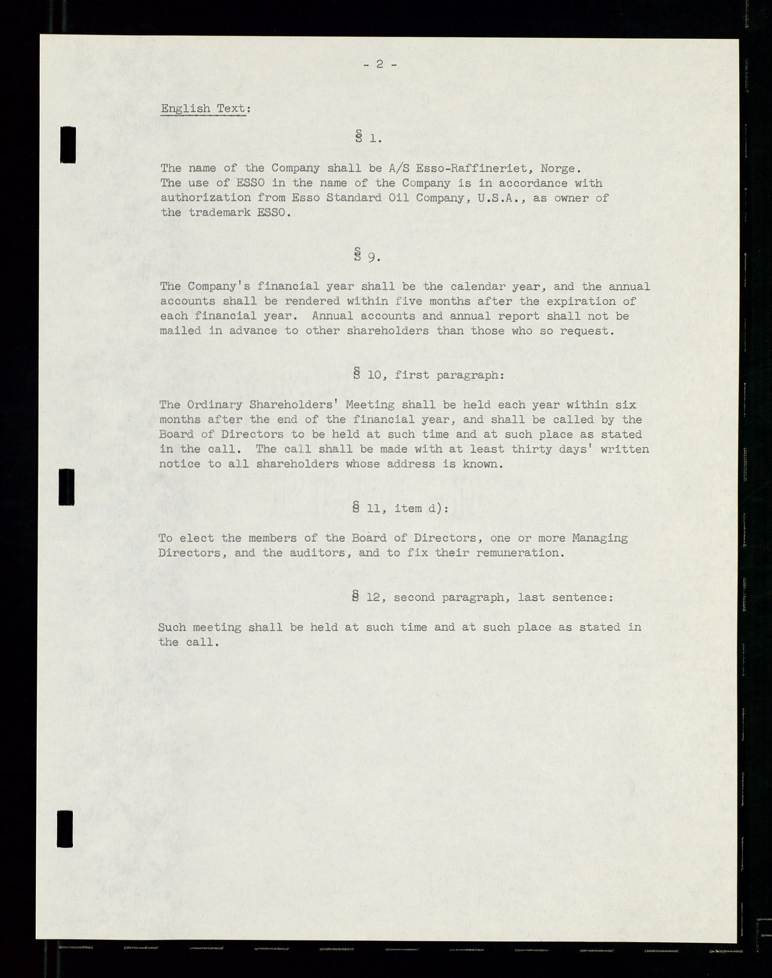 PA 1537 - A/S Essoraffineriet Norge, AV/SAST-A-101957/A/Aa/L0001/0002: Styremøter / Shareholder meetings, board meetings, by laws (vedtekter), 1957-1960, p. 92