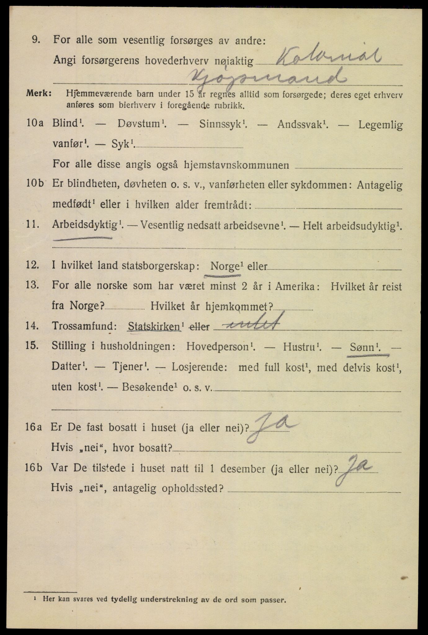 SAK, 1920 census for Arendal, 1920, p. 20823