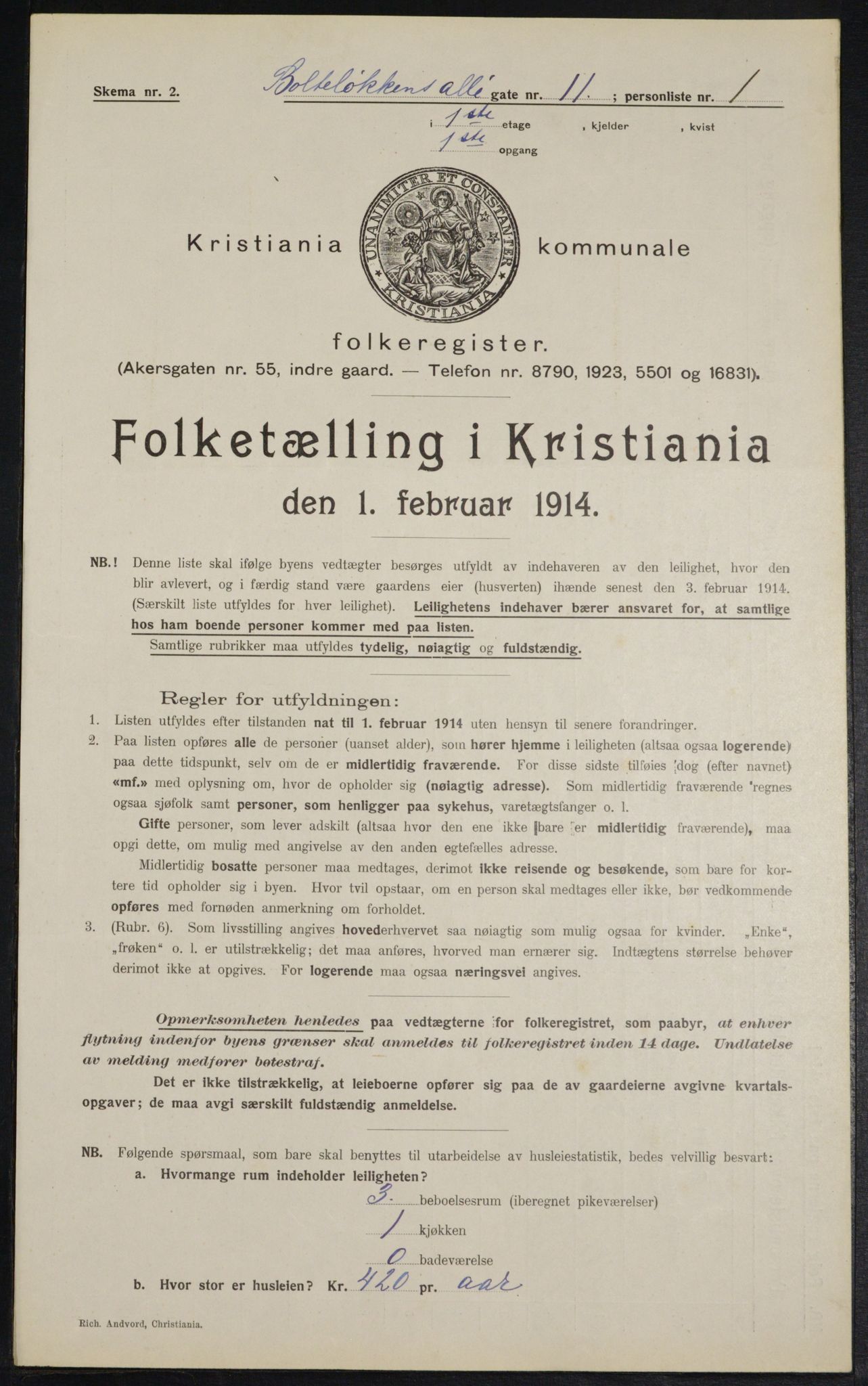 OBA, Municipal Census 1914 for Kristiania, 1914, p. 7694