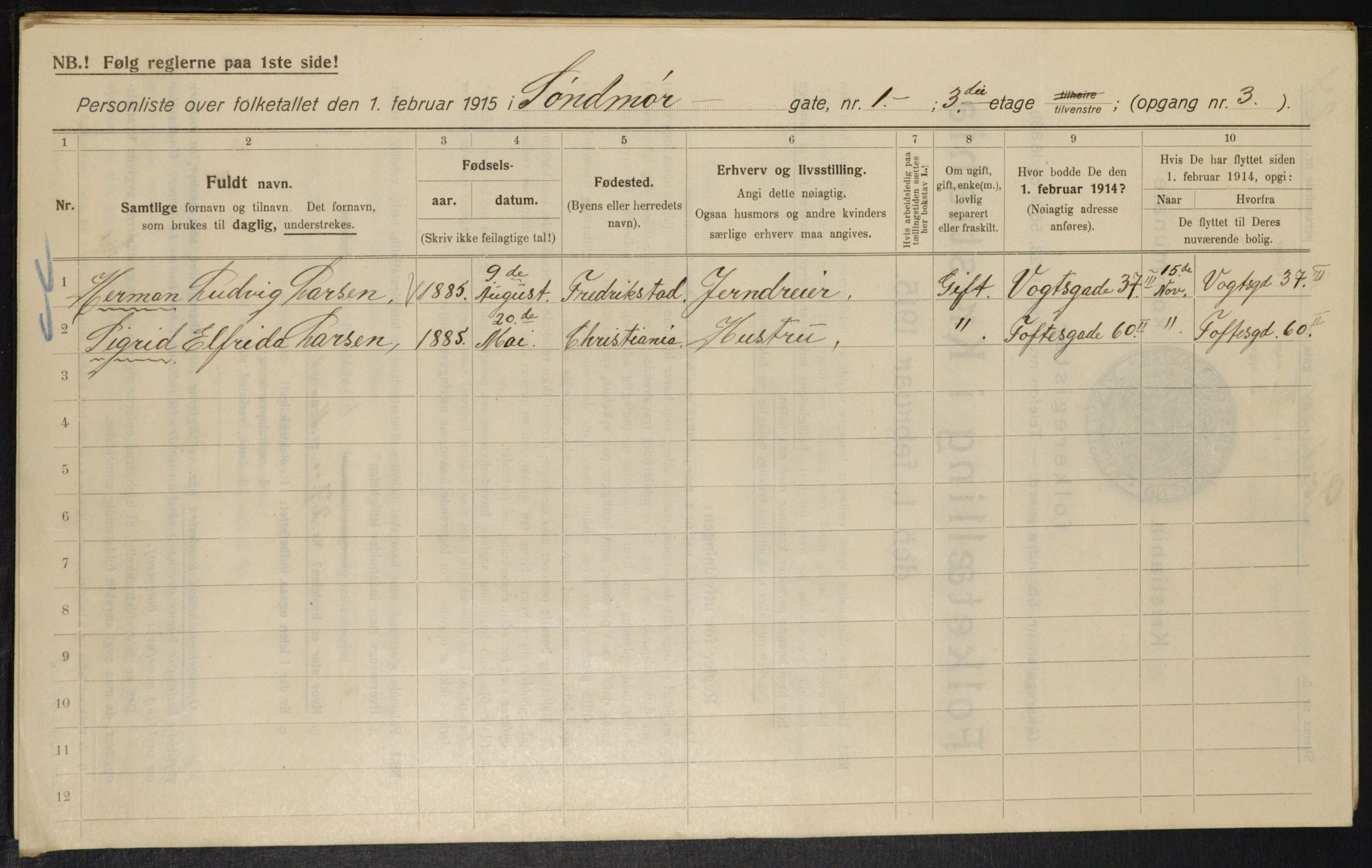 OBA, Municipal Census 1915 for Kristiania, 1915, p. 104941