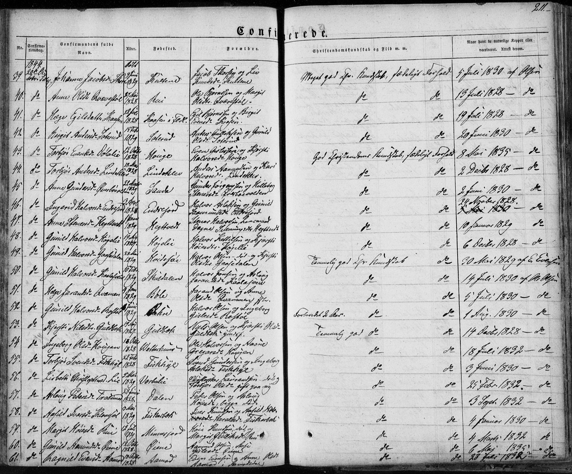 Seljord kirkebøker, SAKO/A-20/F/Fa/L0011: Parish register (official) no. I 11, 1831-1849, p. 211