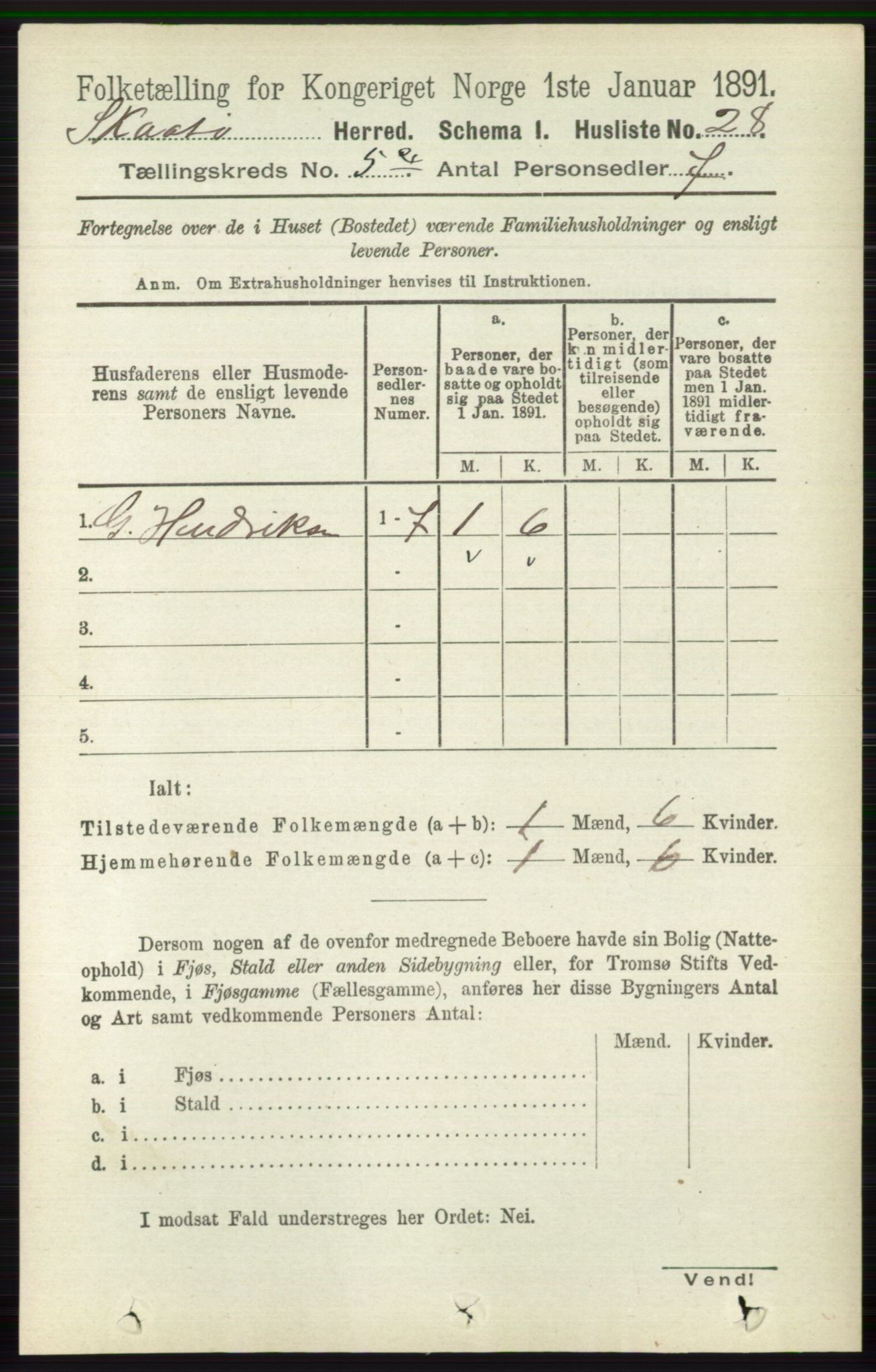 RA, 1891 census for 0815 Skåtøy, 1891, p. 2663