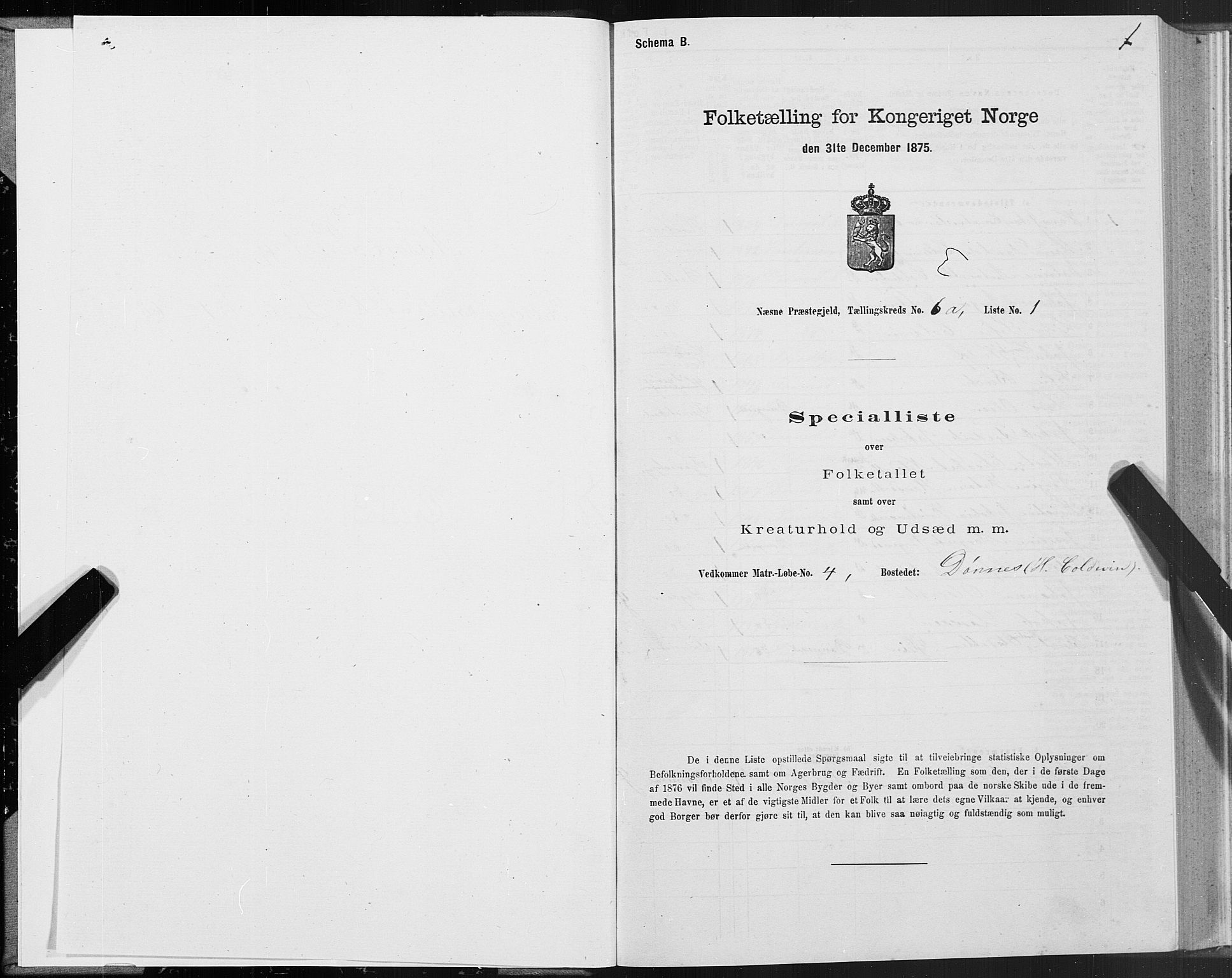 SAT, 1875 census for 1828P Nesna, 1875, p. 5001