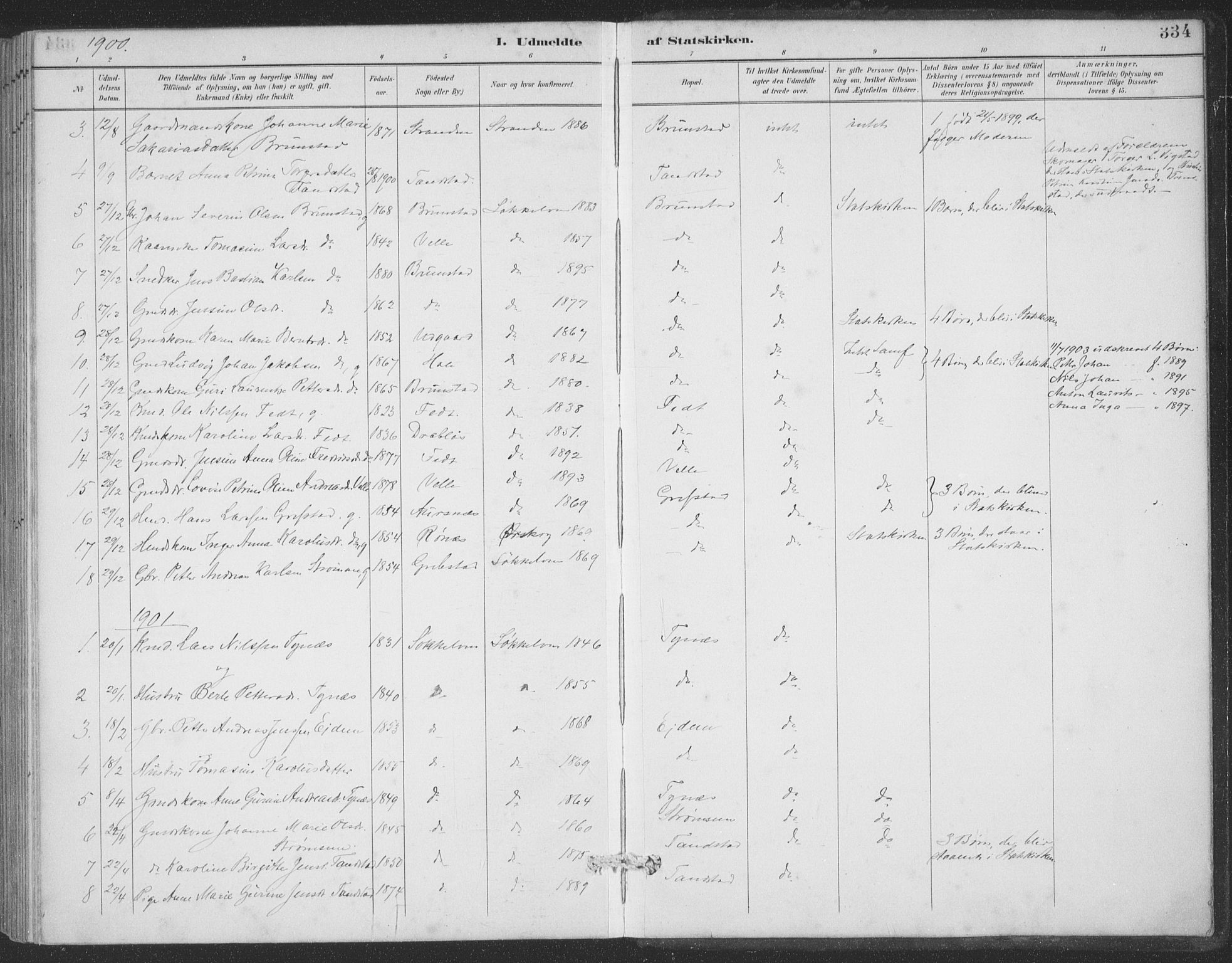 Ministerialprotokoller, klokkerbøker og fødselsregistre - Møre og Romsdal, AV/SAT-A-1454/523/L0335: Parish register (official) no. 523A02, 1891-1911, p. 334