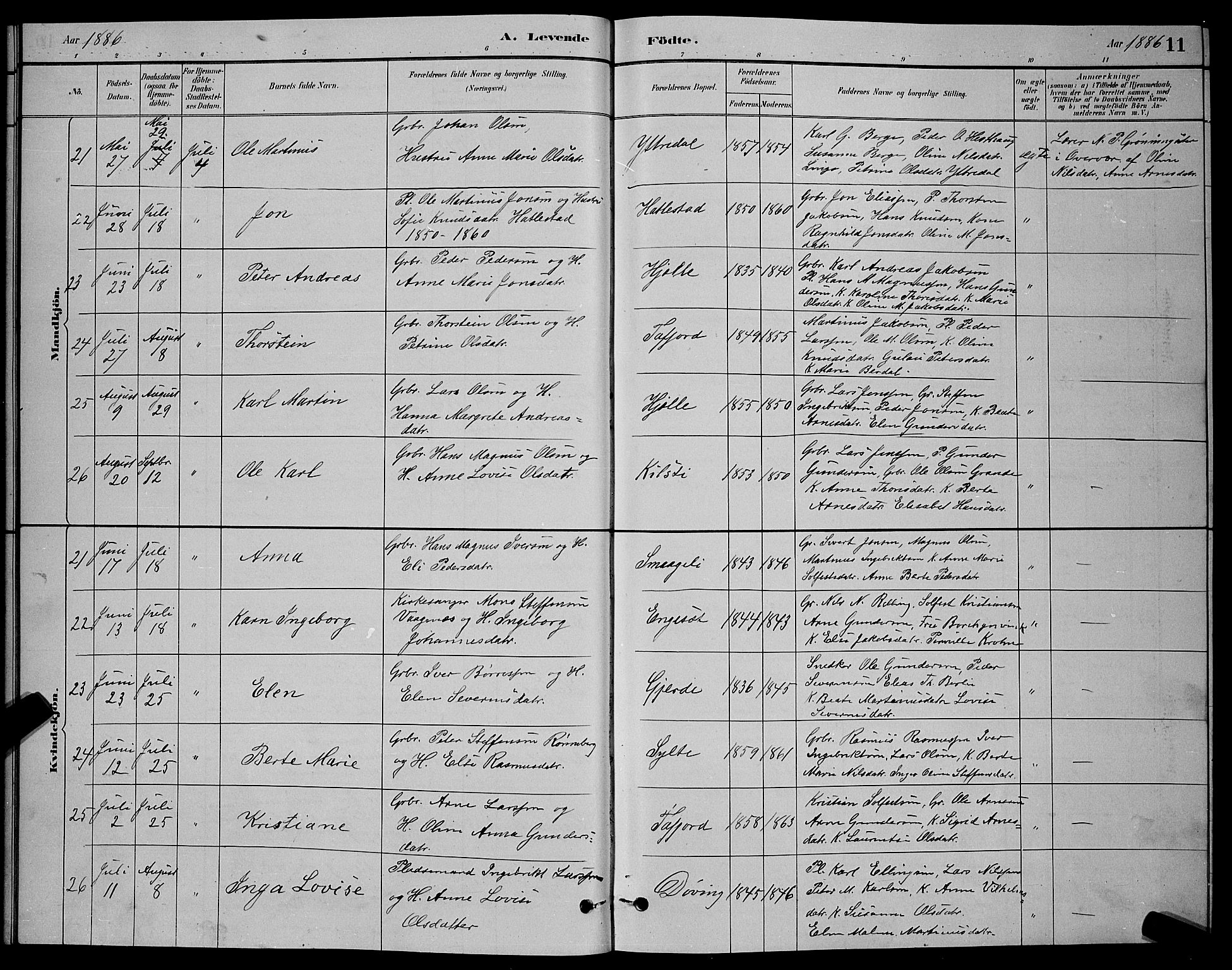 Ministerialprotokoller, klokkerbøker og fødselsregistre - Møre og Romsdal, AV/SAT-A-1454/519/L0263: Parish register (copy) no. 519C04, 1885-1892, p. 11