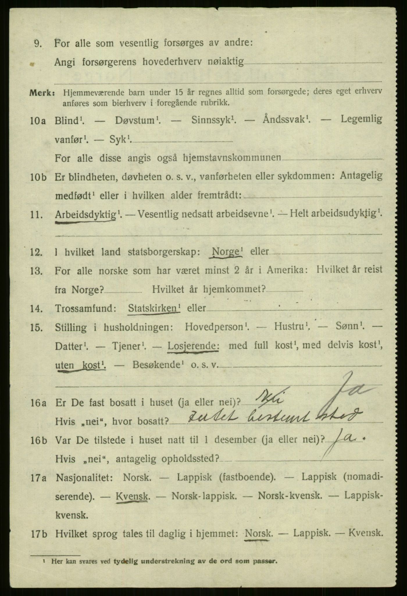 SATØ, 1920 census for Kvænangen, 1920, p. 2501